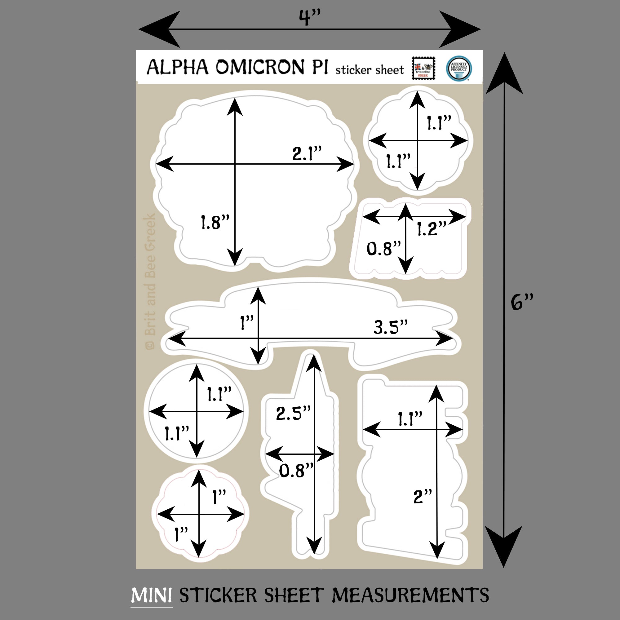 Alpha Omicron Pi Sticker Sheet | Brit and Bee