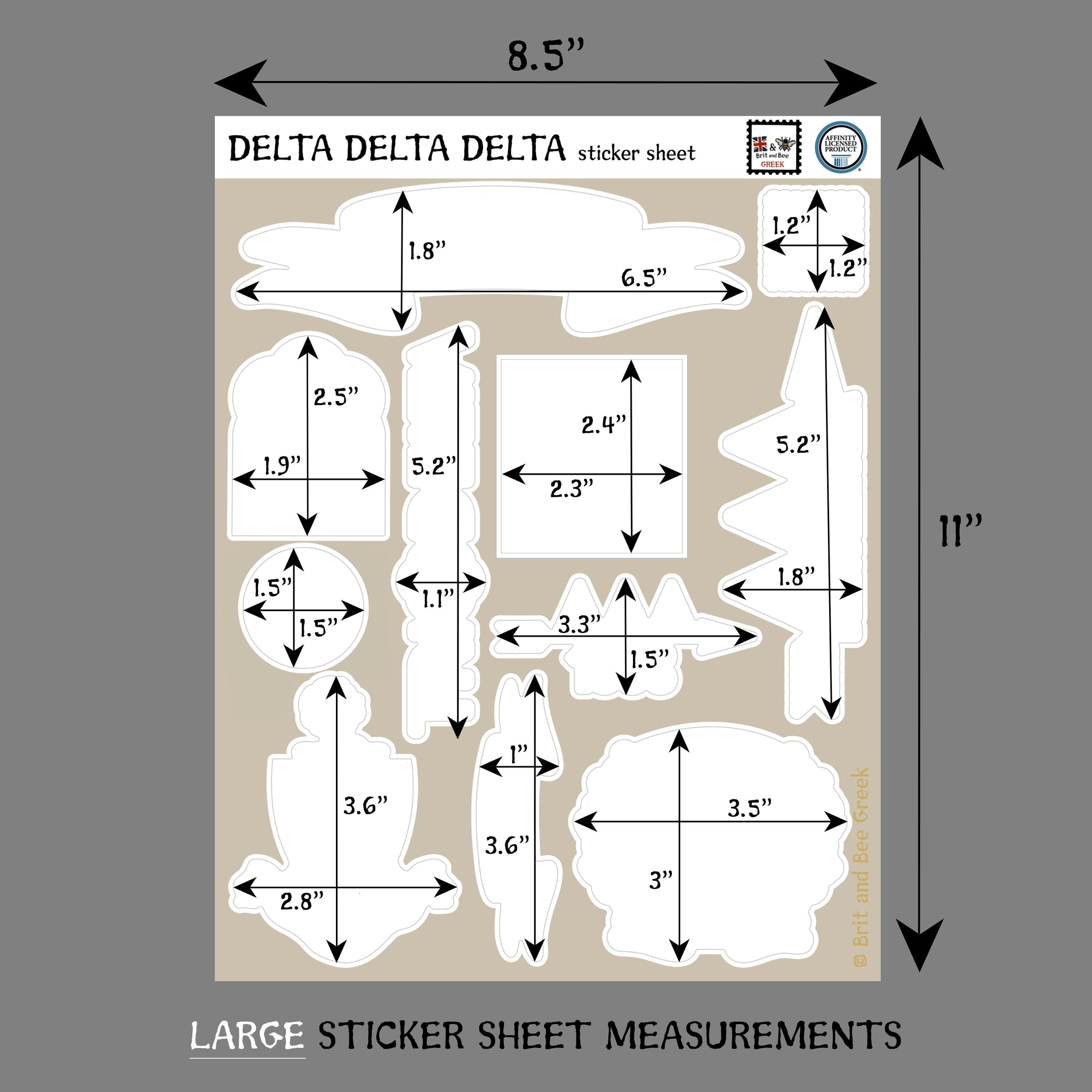 Delta Delta Delta Sticker Sheet | Brit and Bee