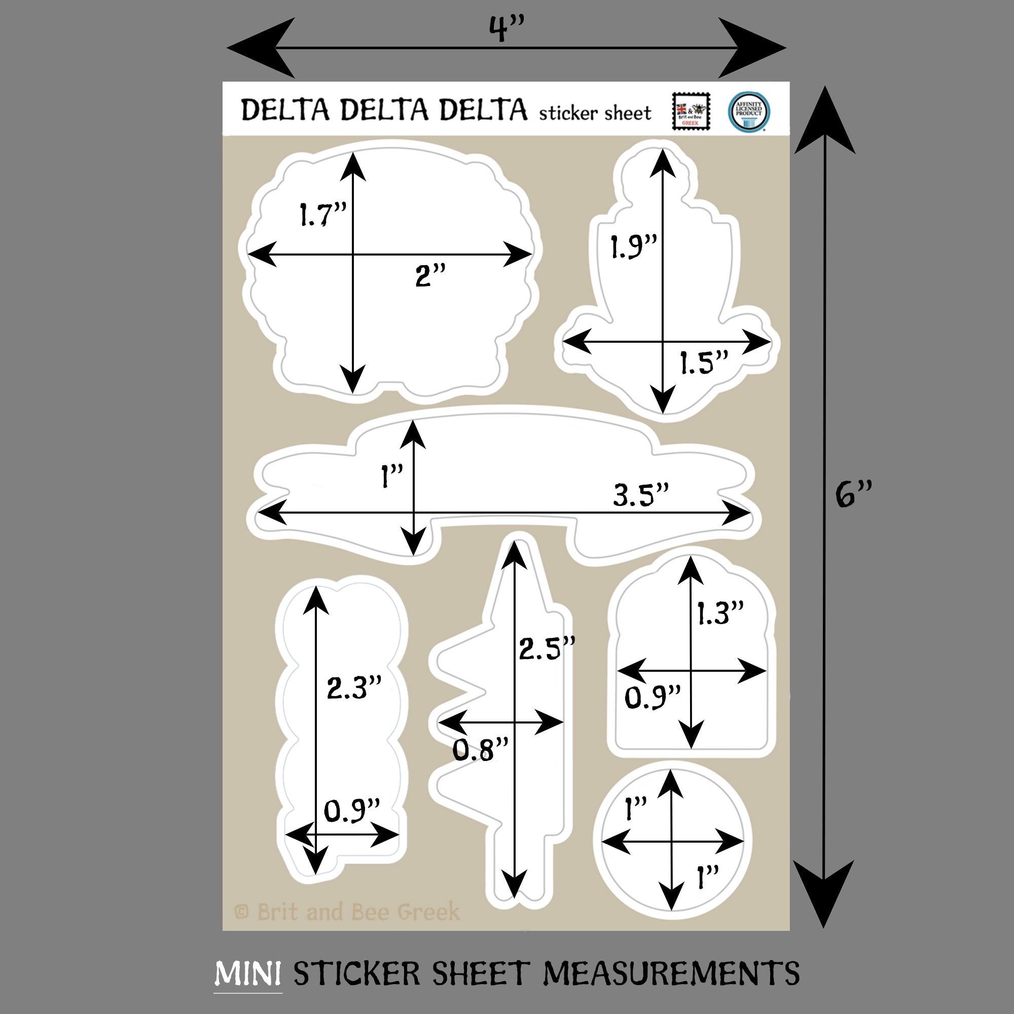 Delta Delta Delta Sticker Sheet | Brit and Bee
