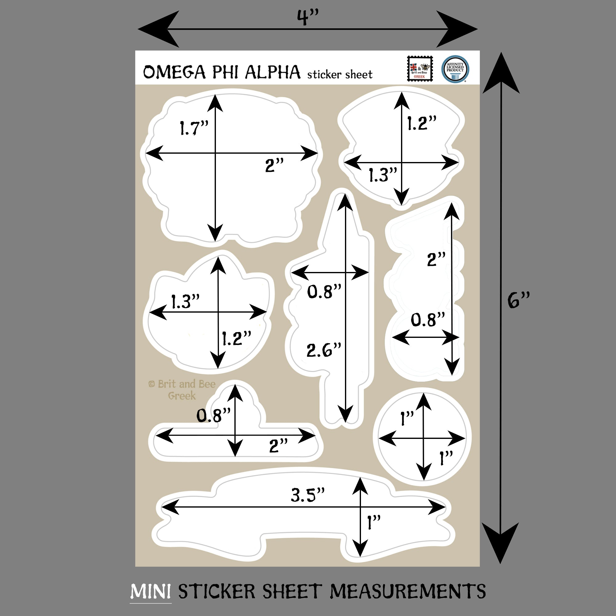 Omega Phi Alpha Sticker Sheet | Brit and Bee