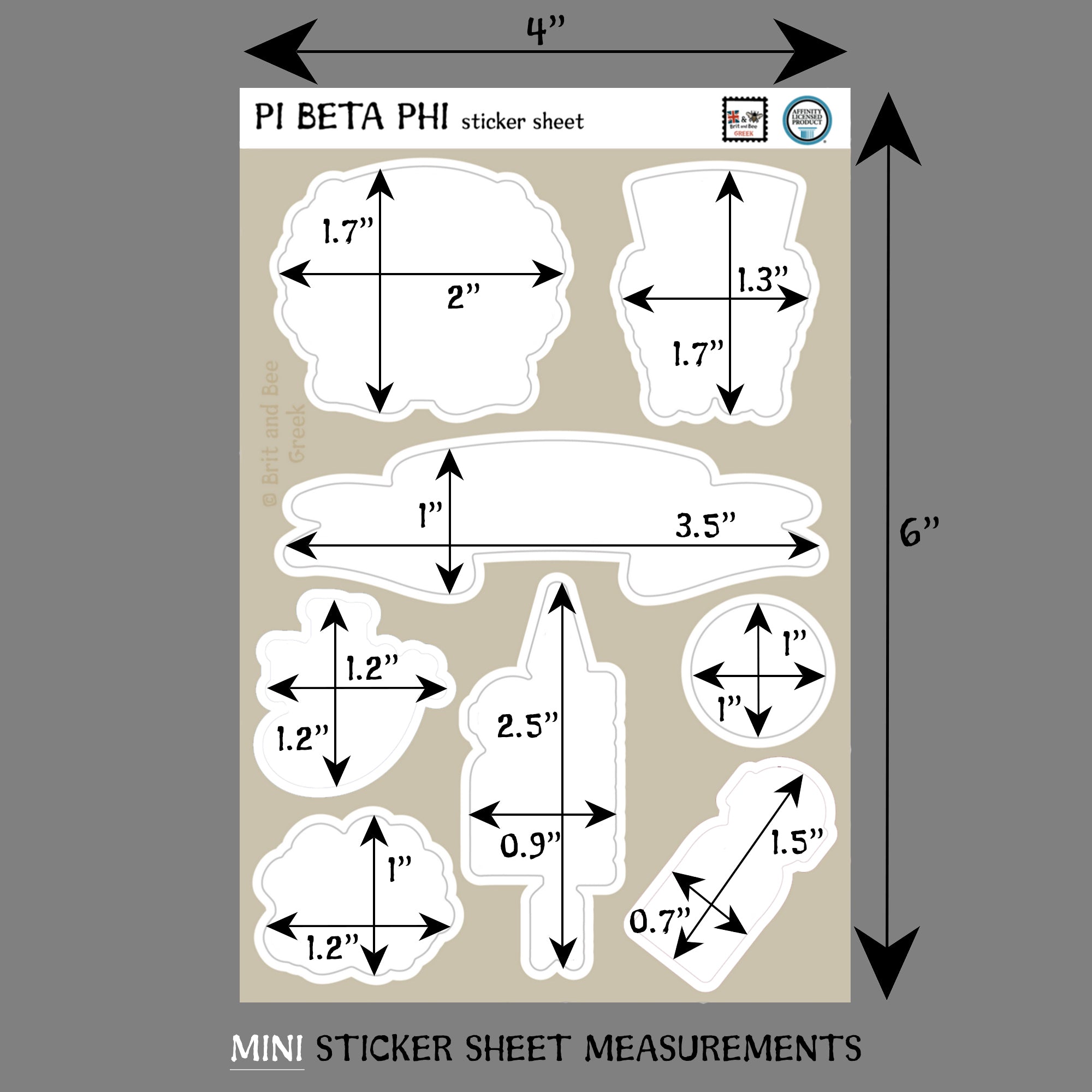 Pi Beta Phi Sticker Sheet | Brit and Bee
