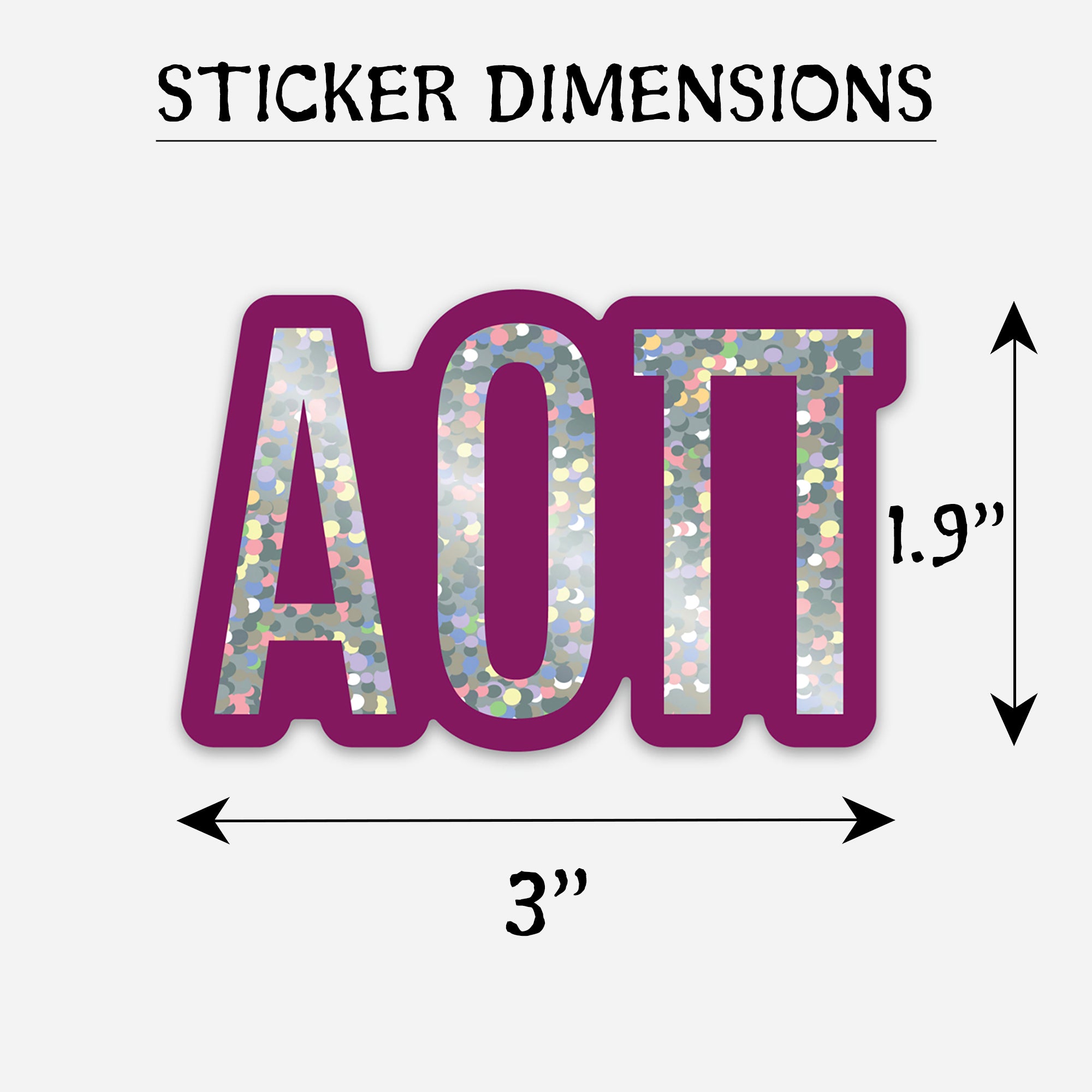 Alpha Omicron Pi Glitter Letters Sticker | Brit and Bee