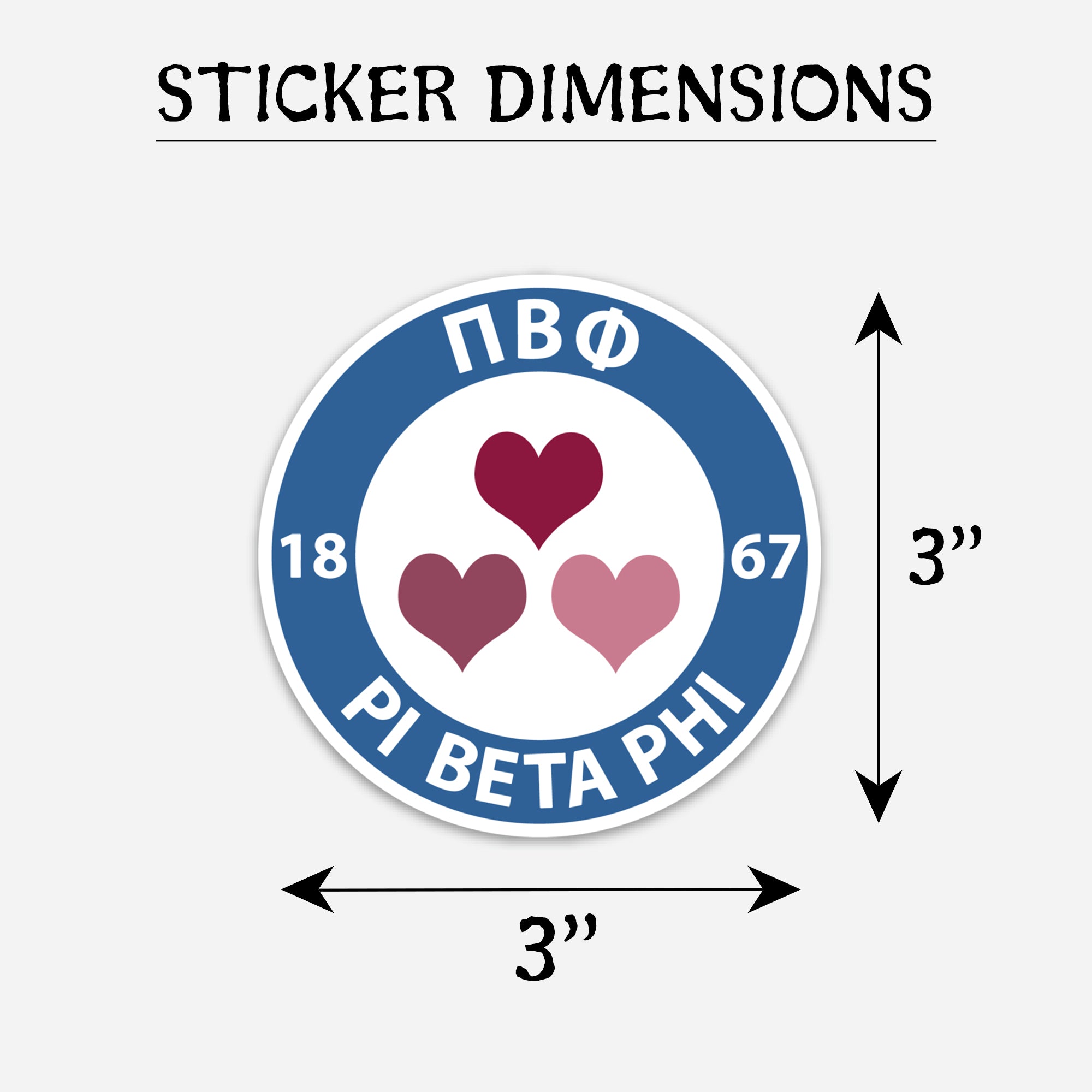 Pi Beta Phi Hearts Sticker | Brit and Bee