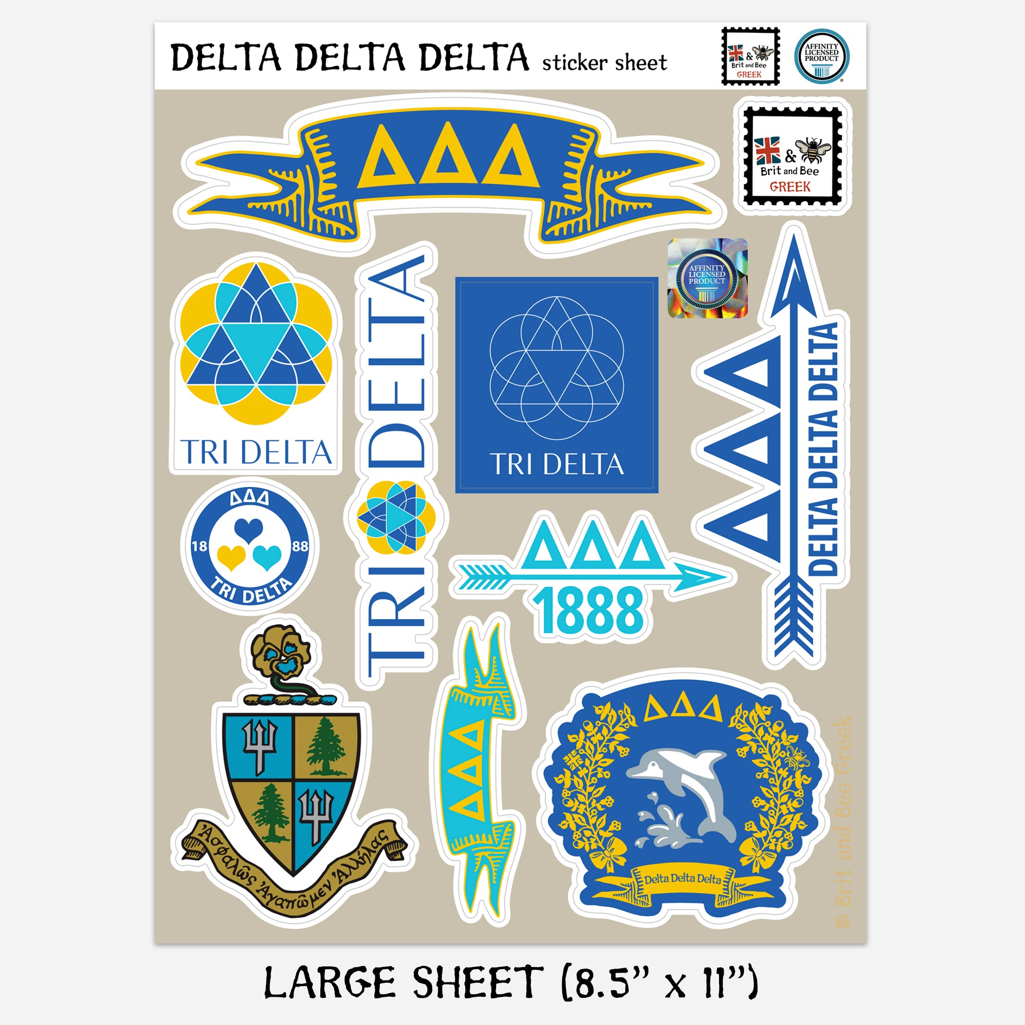 Delta Delta Delta Sticker Sheet | Brit and Bee