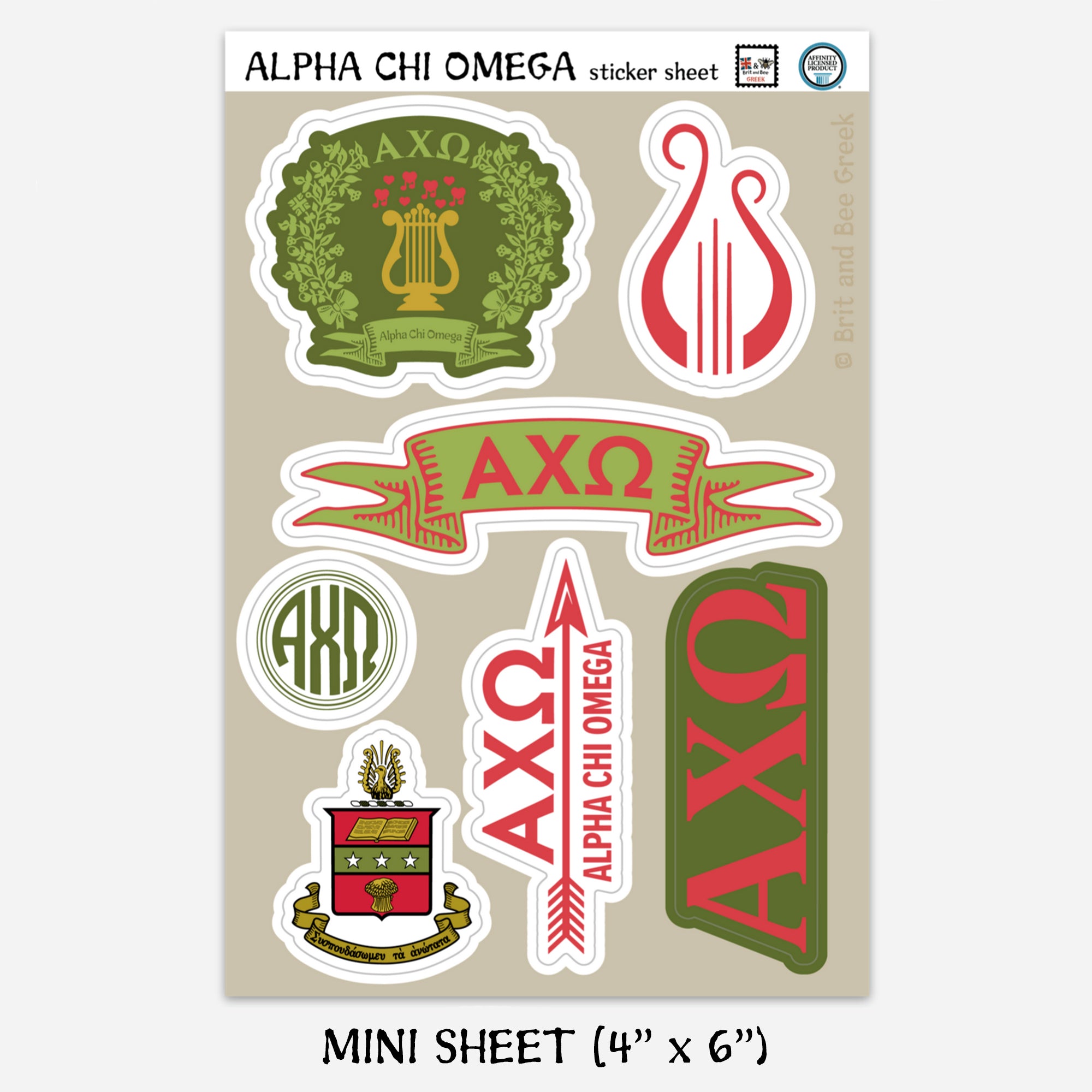 Alpha Chi Omega Sticker Sheet | Brit and Bee