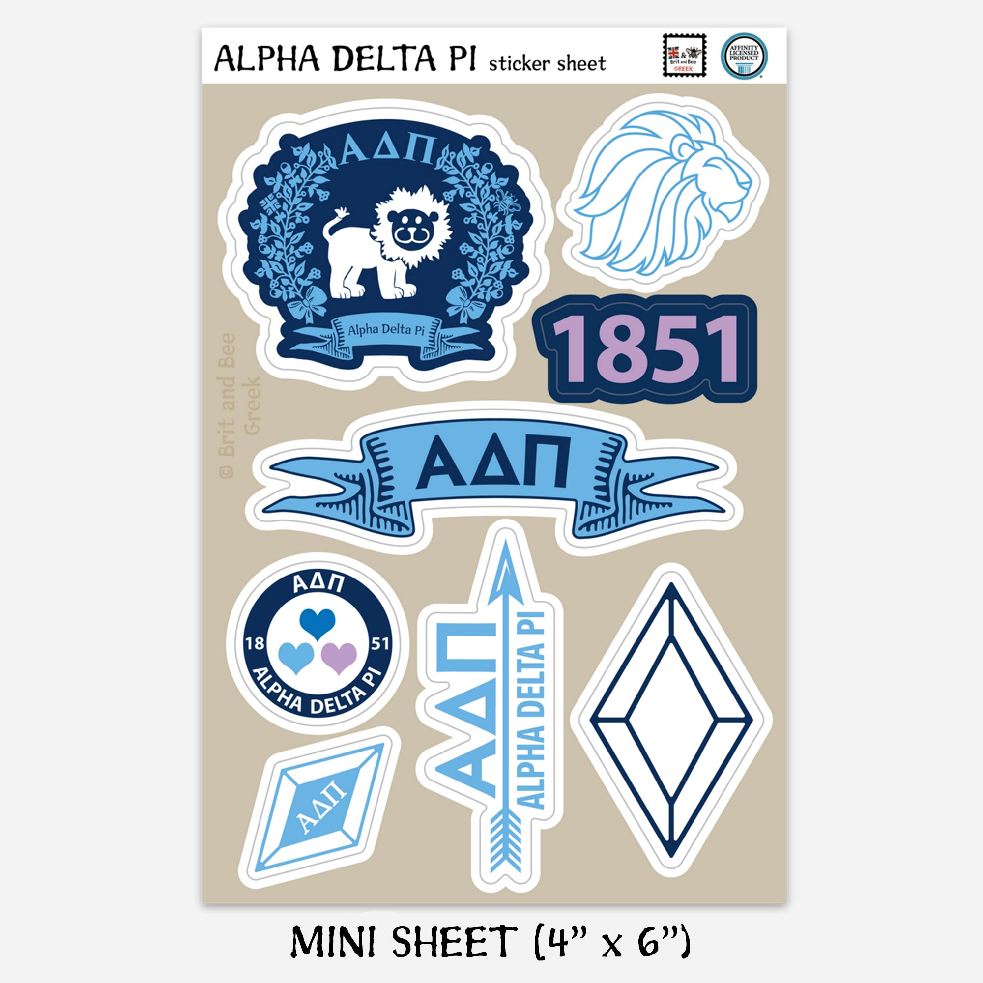 Alpha Delta Pi Sticker Sheet | Brit and Bee