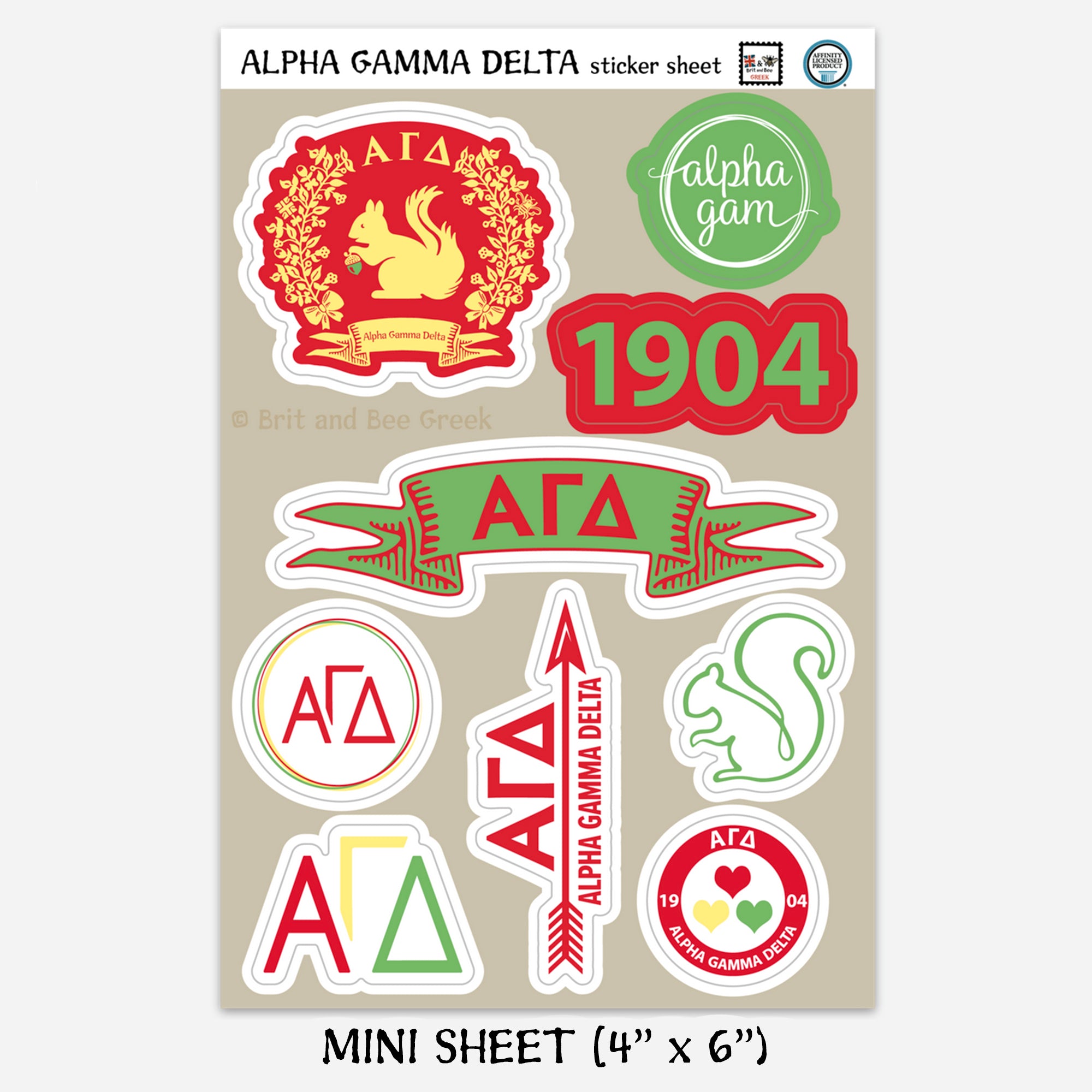 Alpha Gamma Delta Sticker Sheet | Brit and Bee