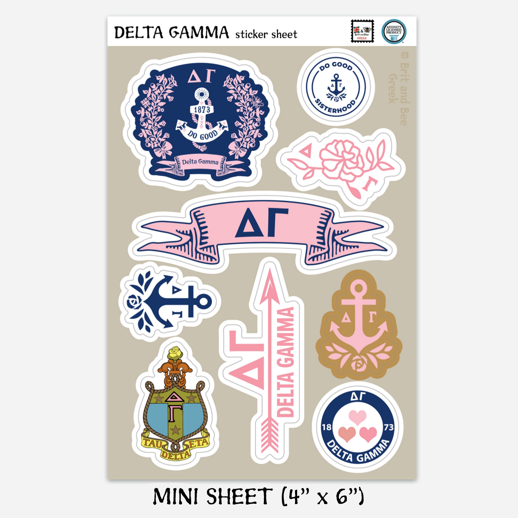Delta Gamma Sticker Sheet | Brit and Bee