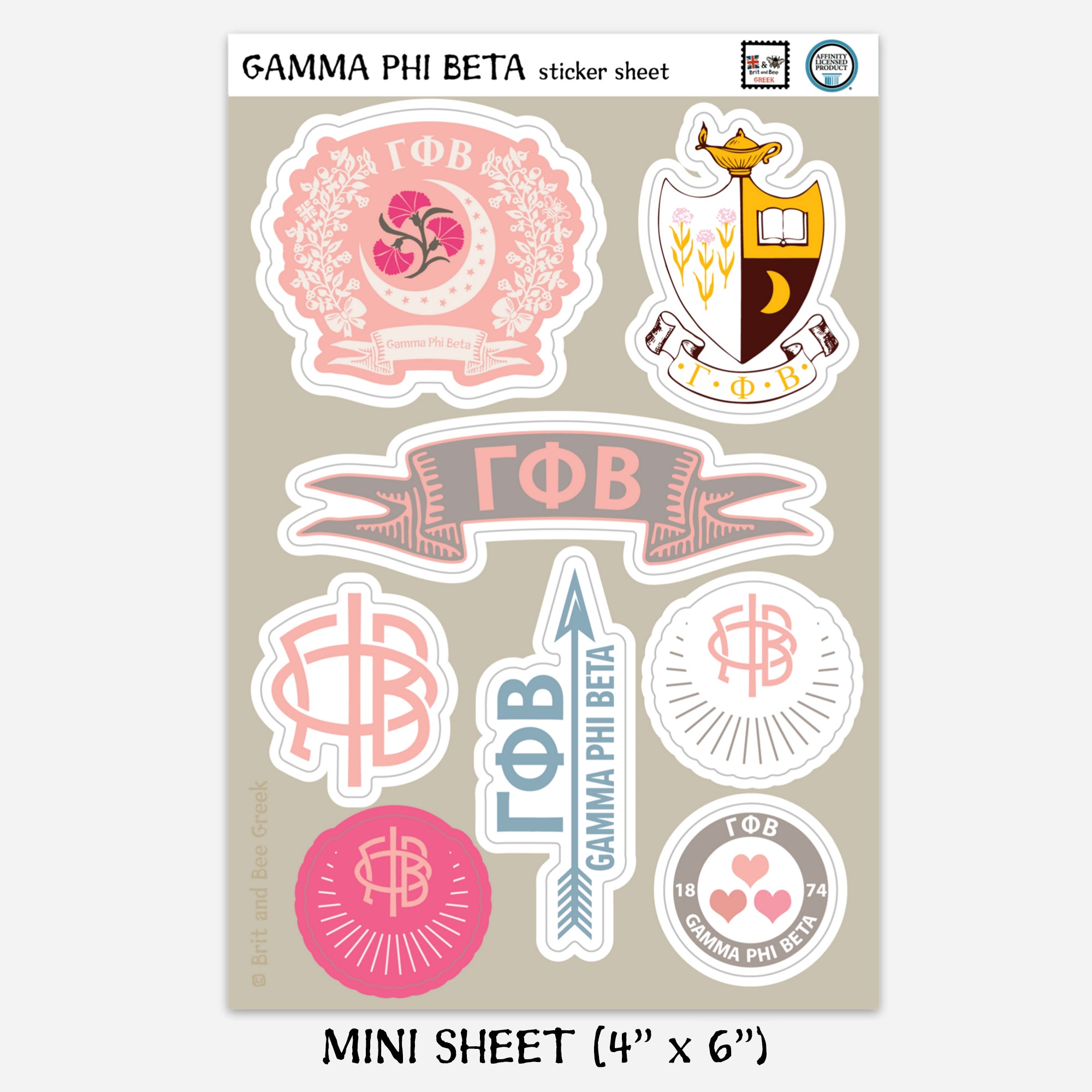 Gamma Phi Beta Sticker Sheet | Brit and Bee