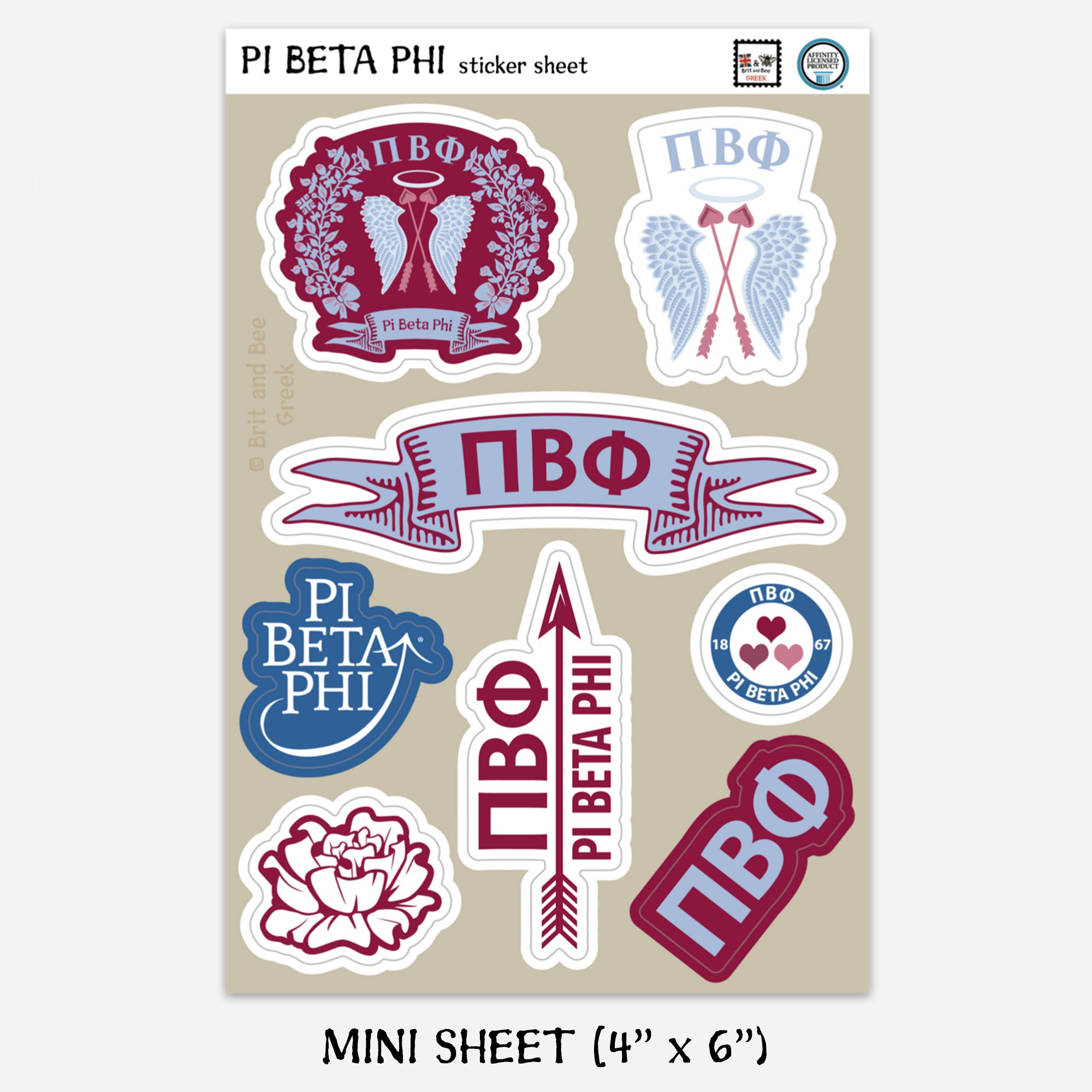 Pi Beta Phi Sticker Sheet | Brit and Bee