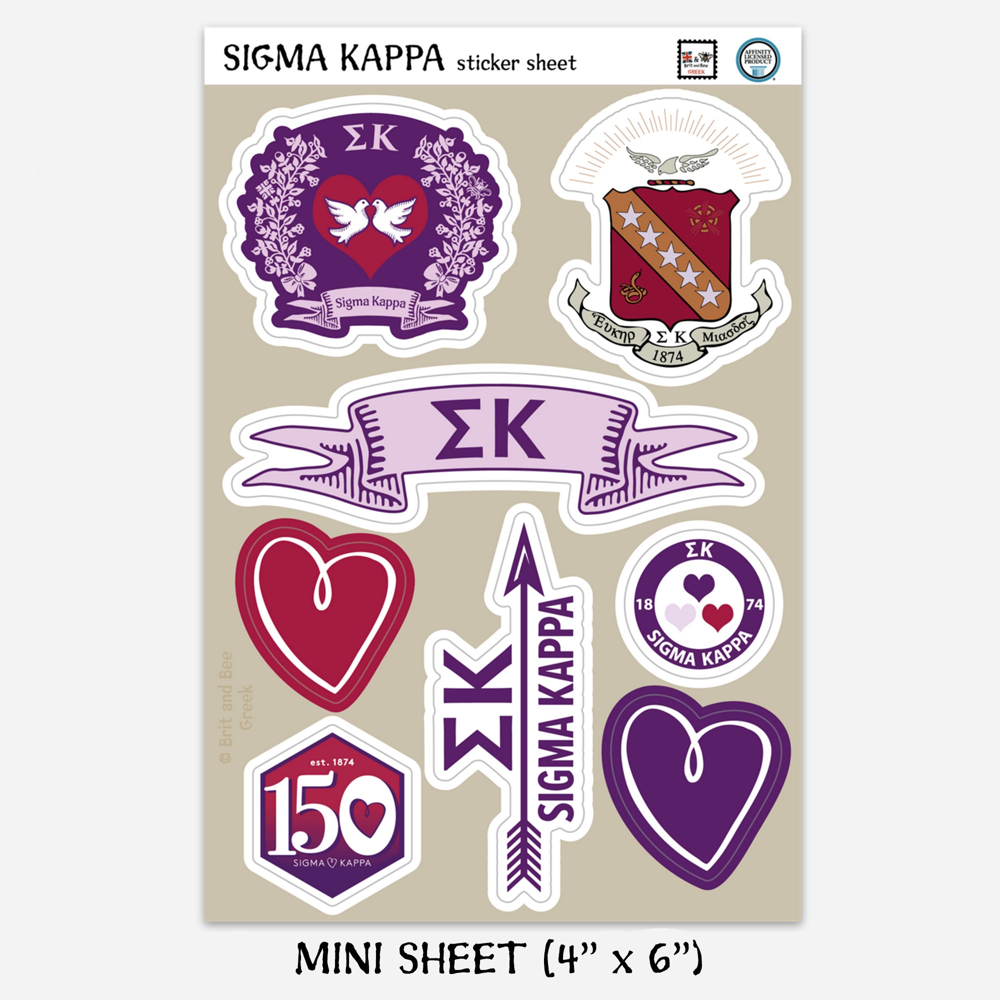 Sigma Kappa Sticker Sheet | Brit and Bee