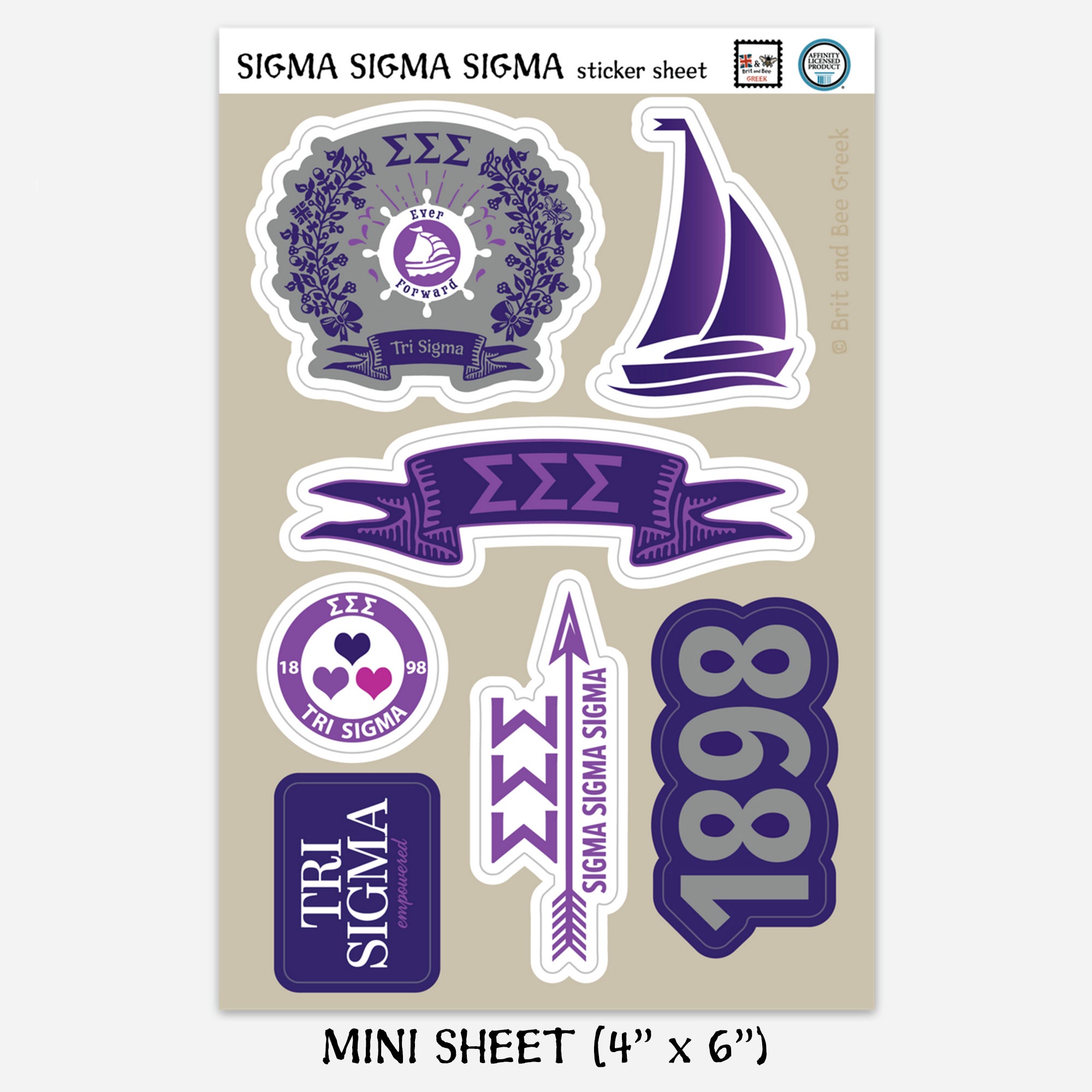 Tri Sigma Sticker Sheet | Brit and Bee