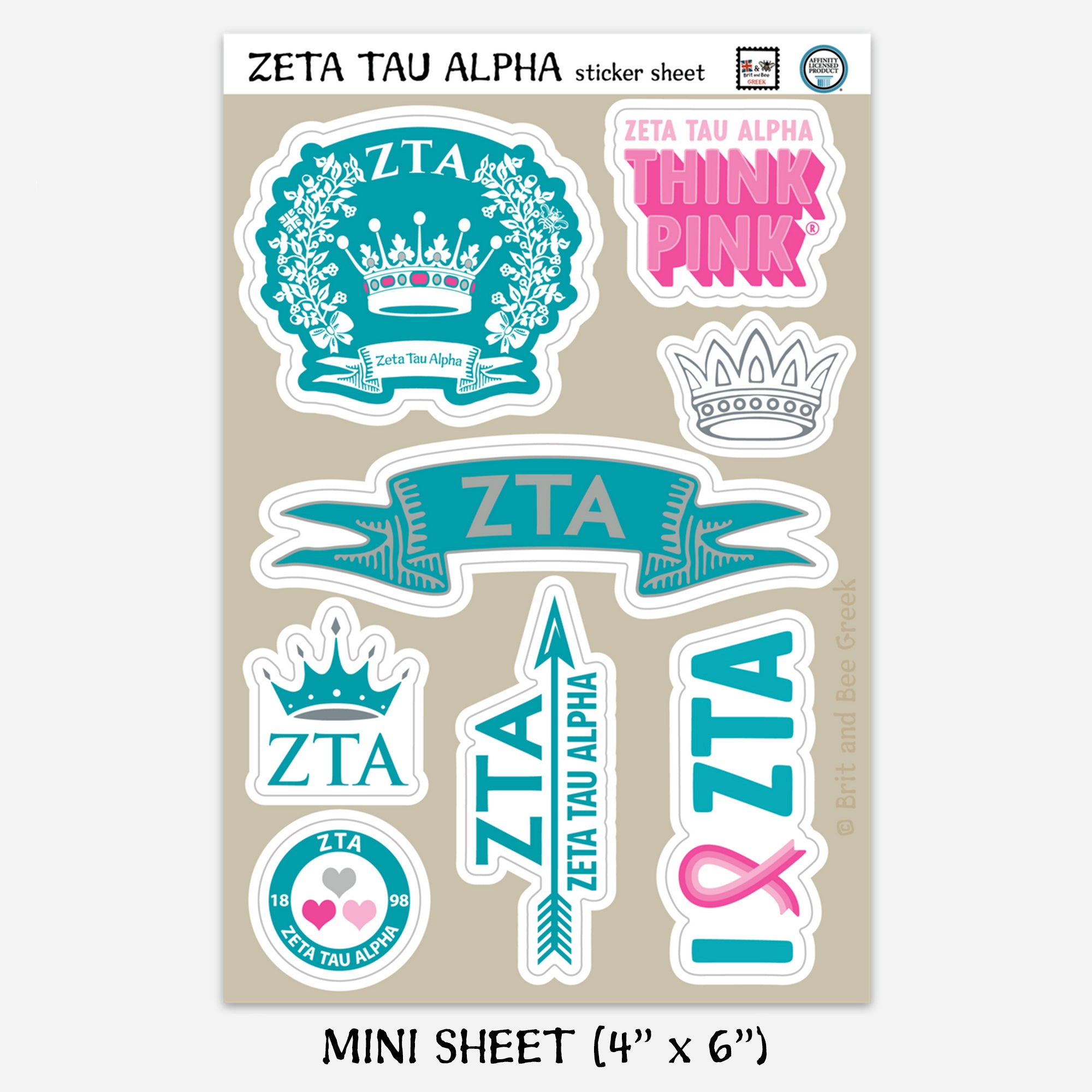 Zeta Tau Alpha Sticker Sheet | Brit and Bee