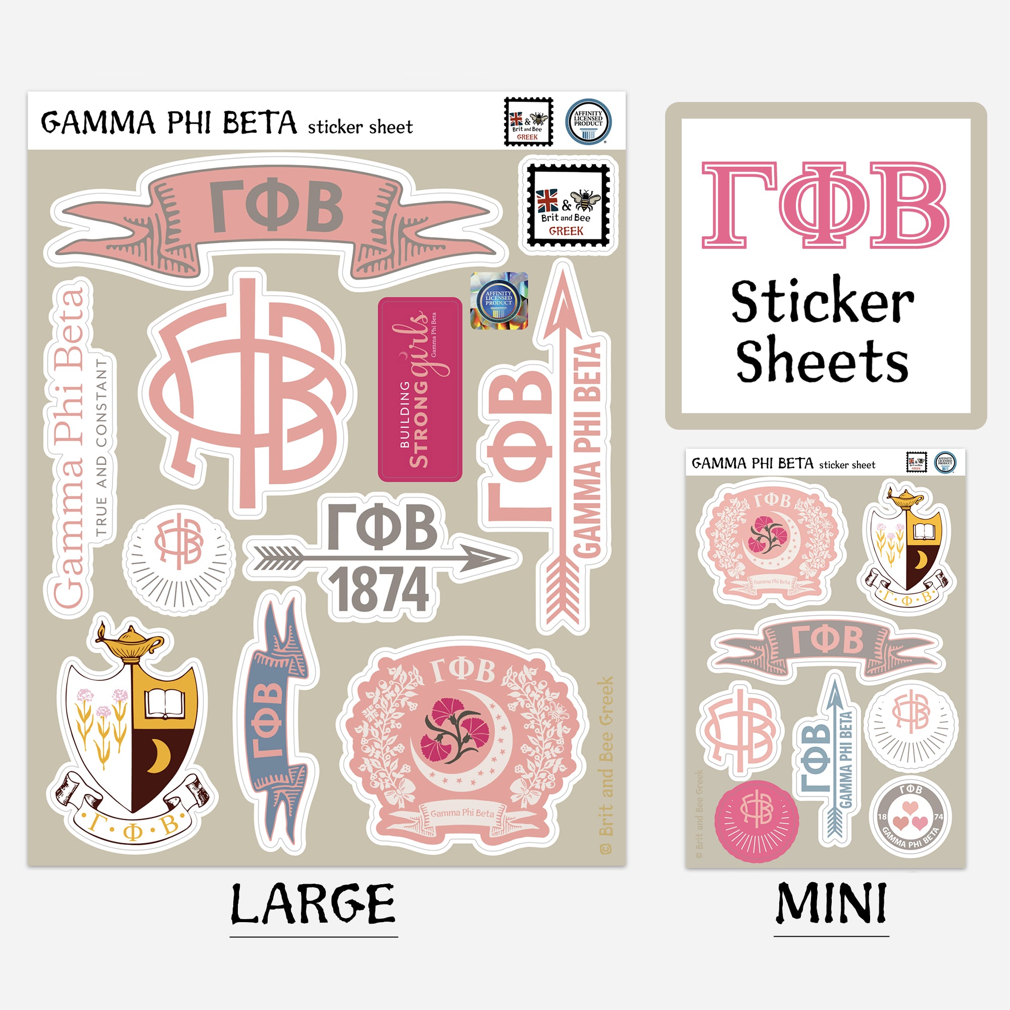Gamma Phi Beta Sticker Sheet | Brit and Bee