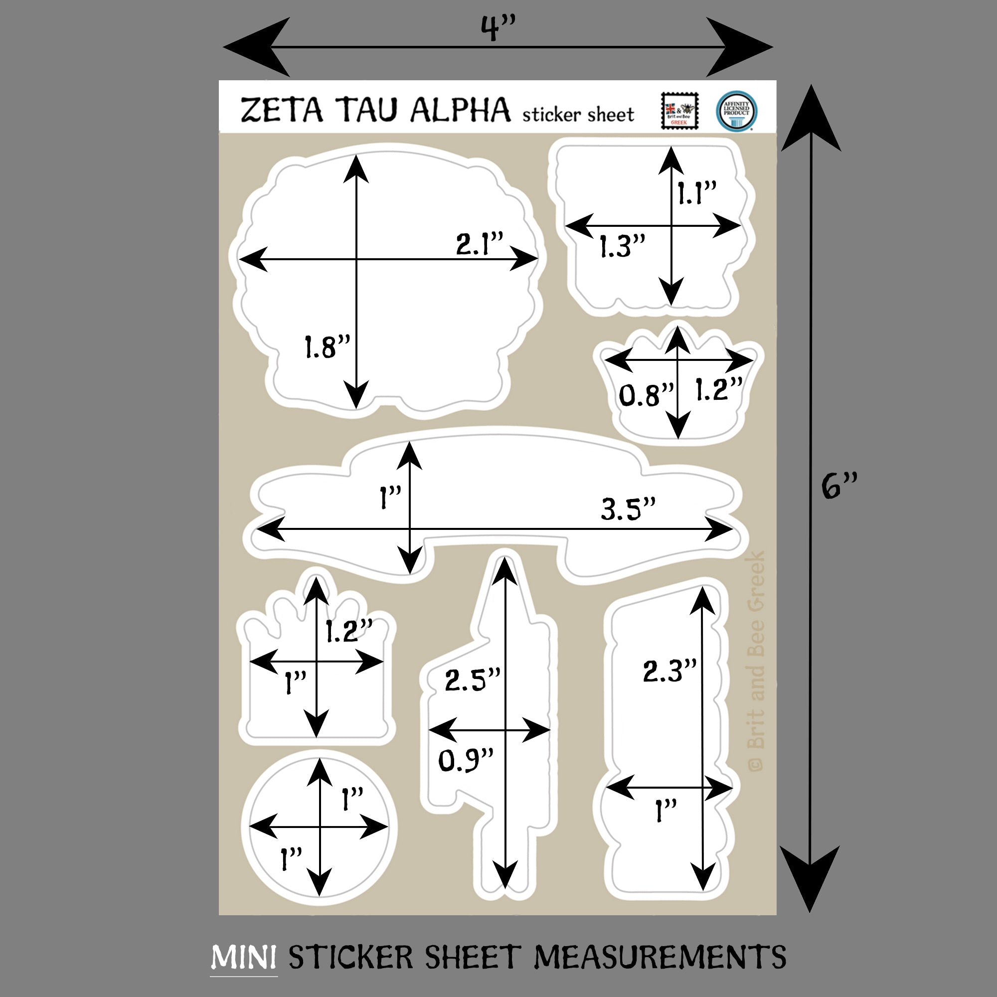 Zeta Tau Alpha Sticker Sheet | Brit and Bee