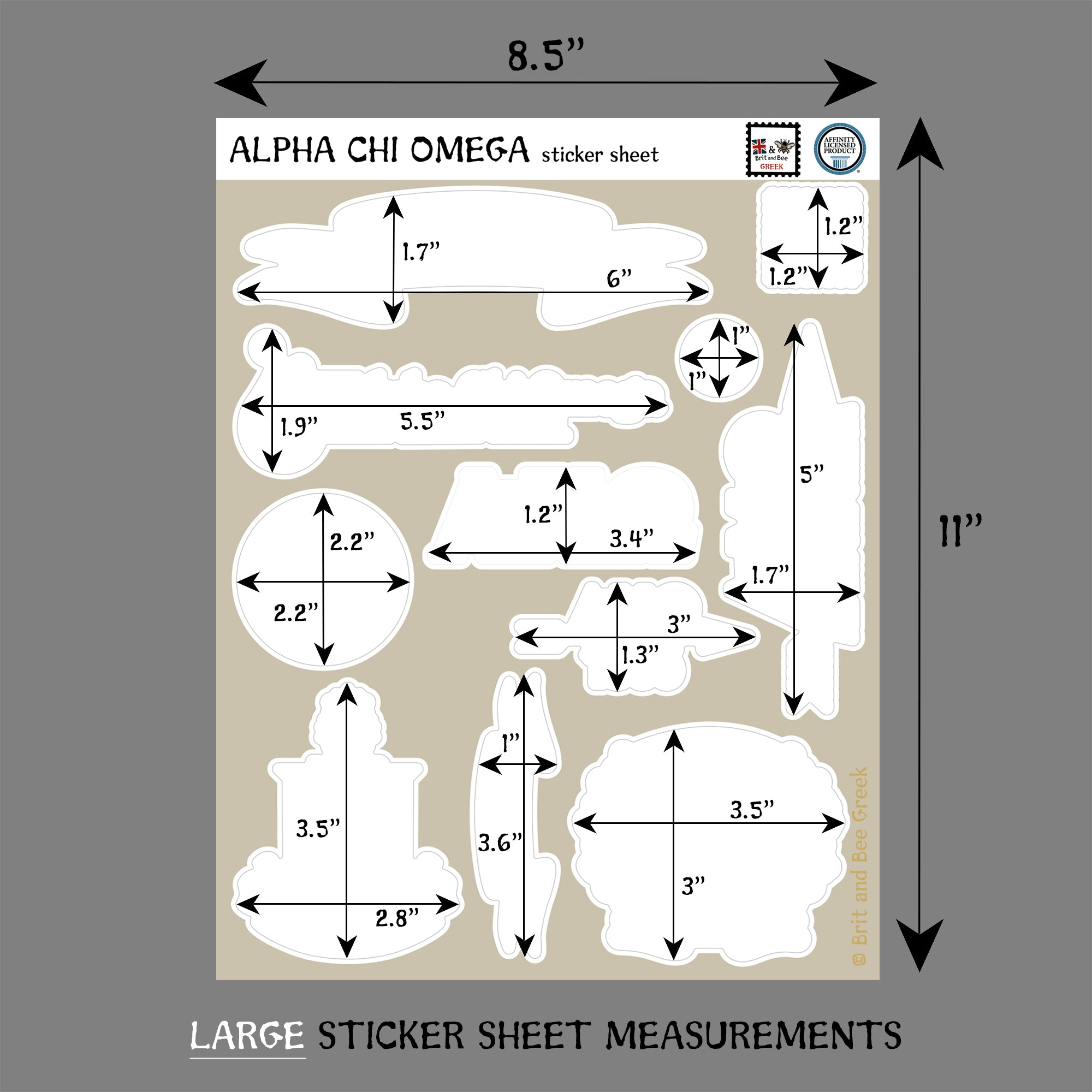 Alpha Chi Omega Sticker Sheet | Brit and Bee