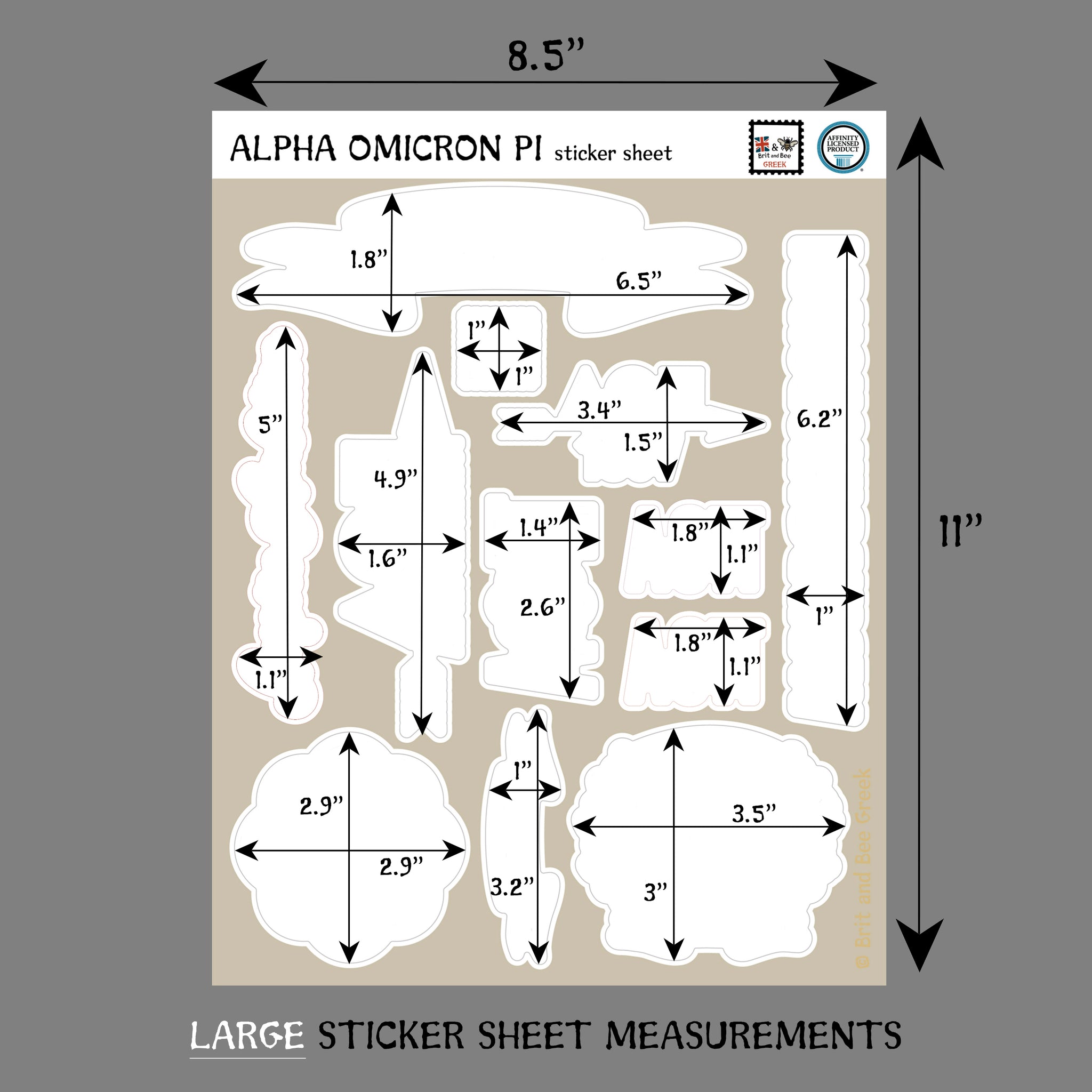 Alpha Omicron Pi Sticker Sheet | Brit and Bee