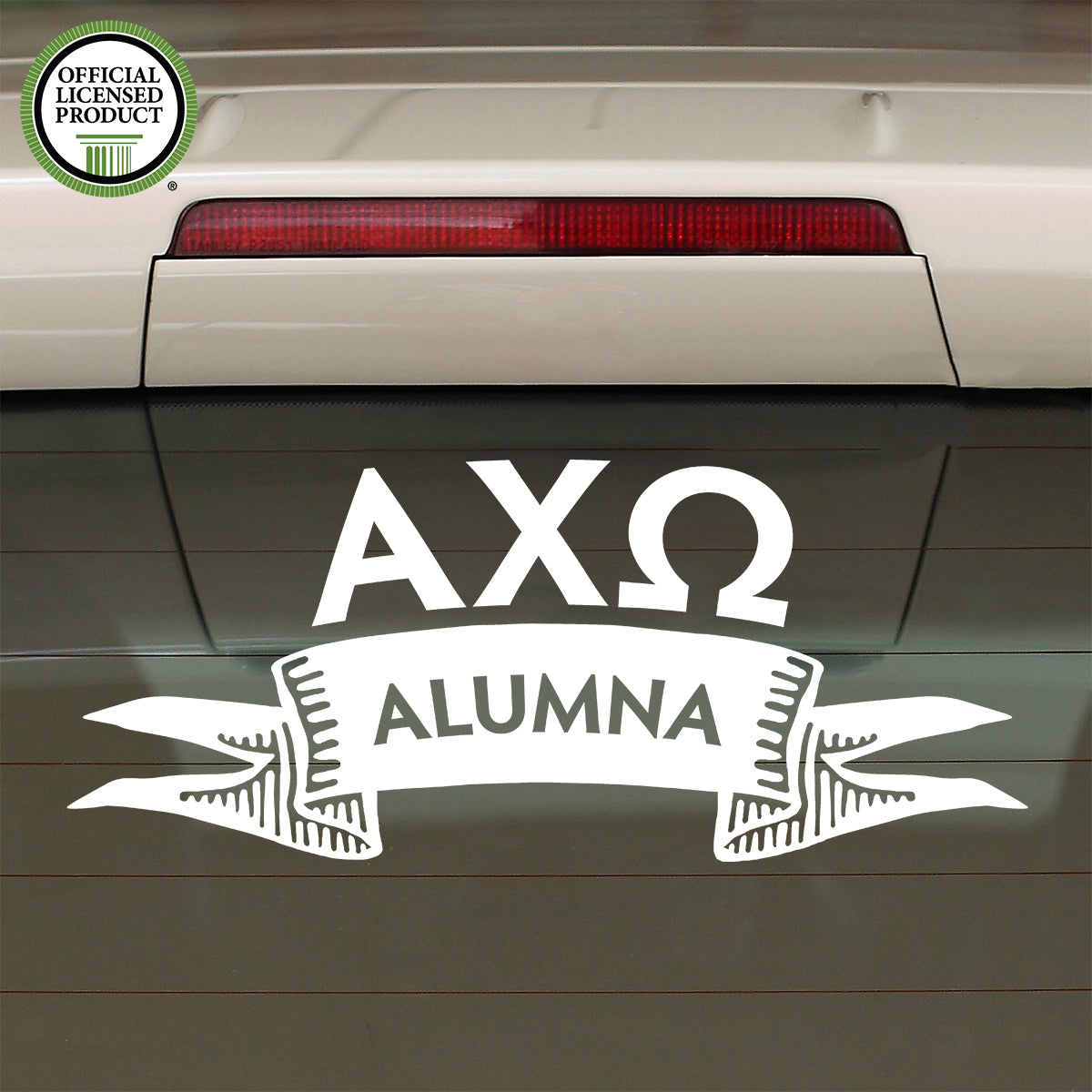 Brit and Bee Sorority Ribbon Alumna Decal - Alpha Chi Omega
