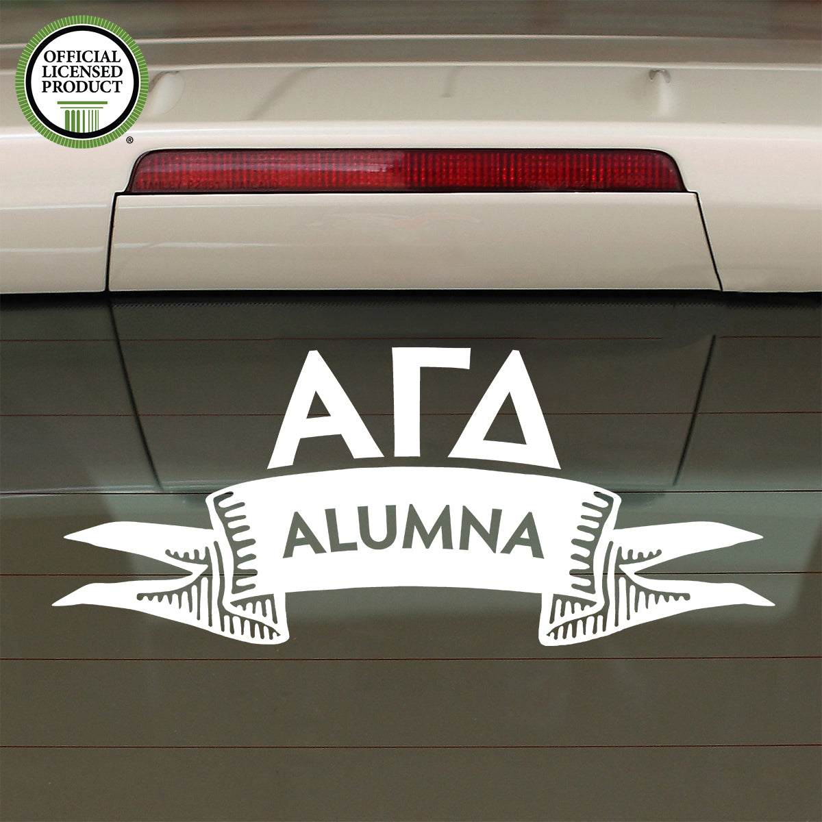 Brit and Bee Sorority Ribbon Alumna Decal - Alpha Gamma Delta