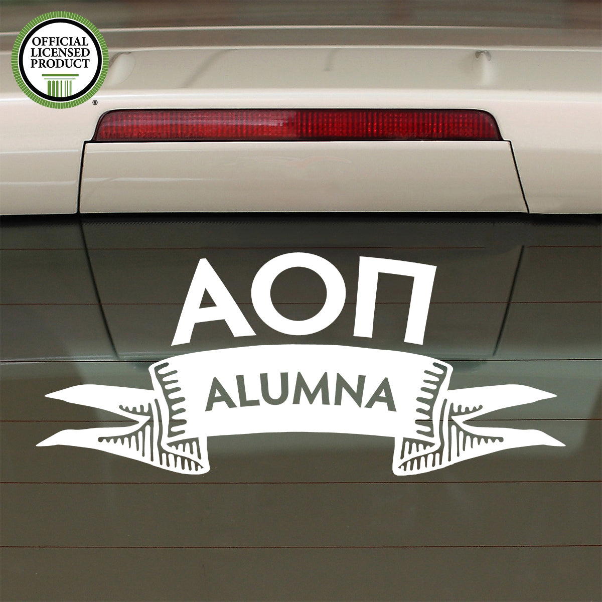 Brit and Bee Sorority Ribbon Alumna Decal - Alpha Omicron Pi