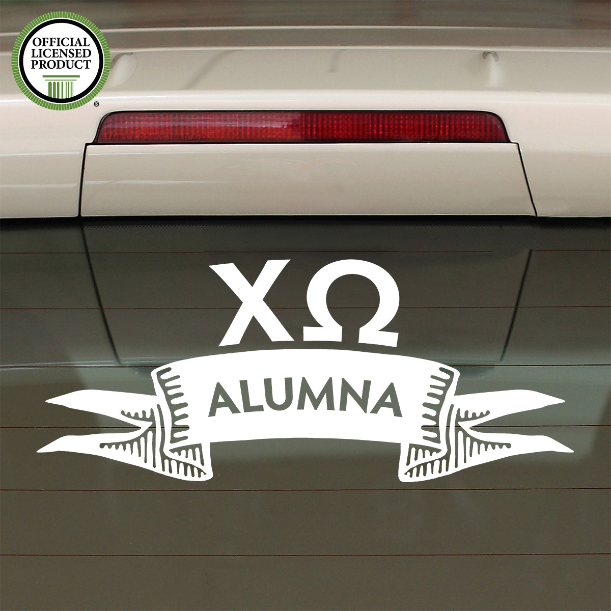 Brit and Bee Sorority Ribbon Alumna Decal - Chi Omega