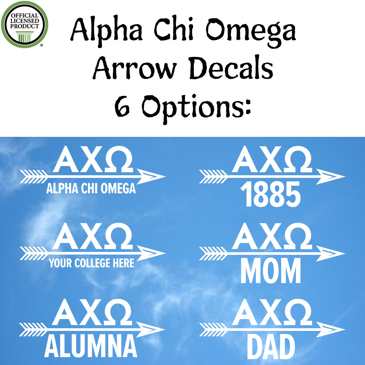 Brit and Bee Sorority Arrow Decal - Alpha Chi Omega