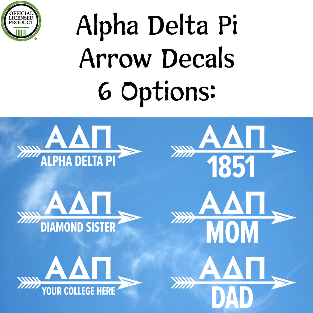 Brit and Bee Sorority Arrow Decal - Alpha Delta Pi