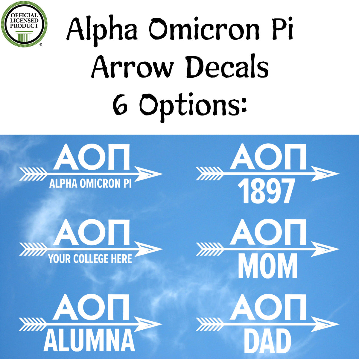 Brit and Bee Sorority Arrow Decal - Alpha Omicron Pi