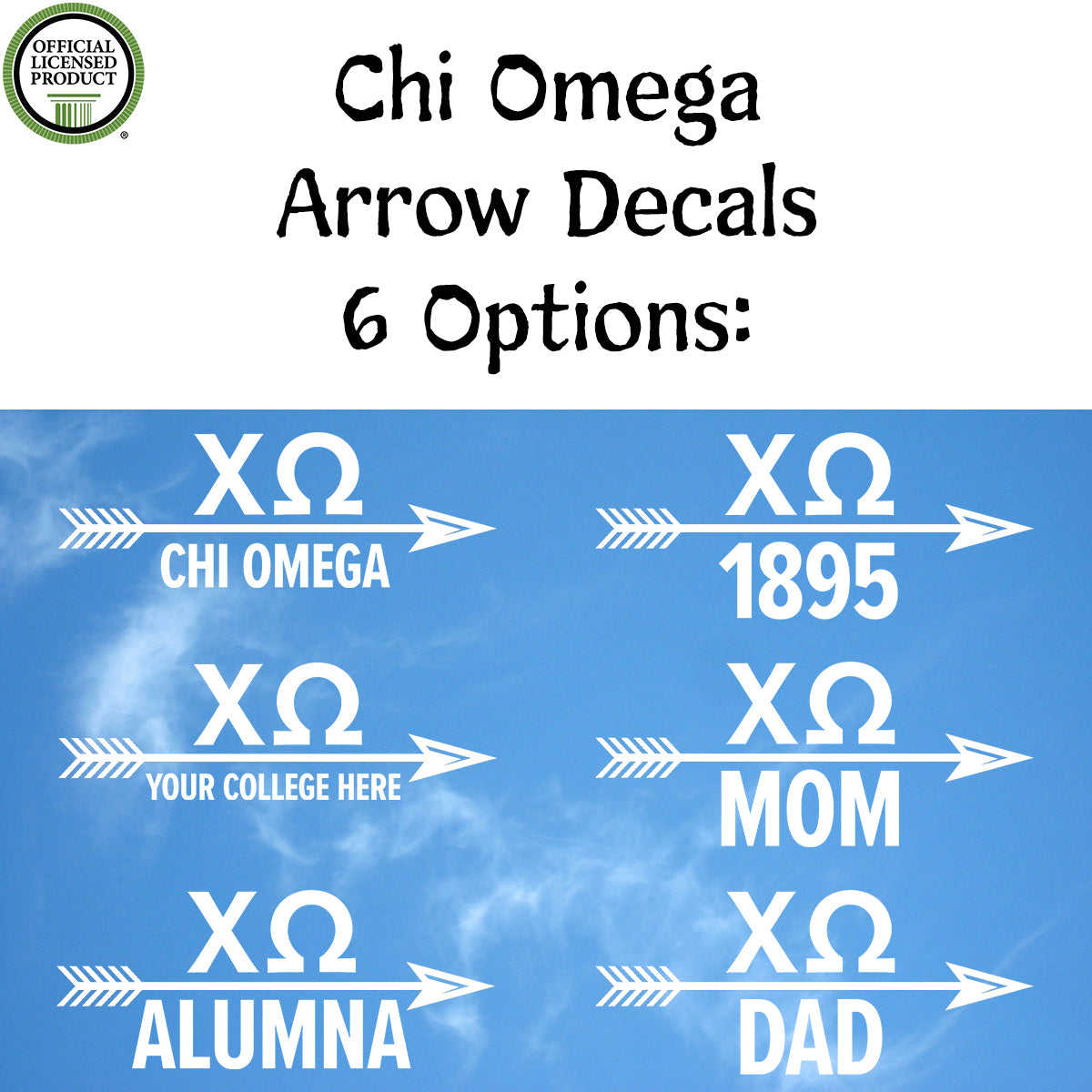 Brit and Bee Sorority Arrow Decal - Chi Omega
