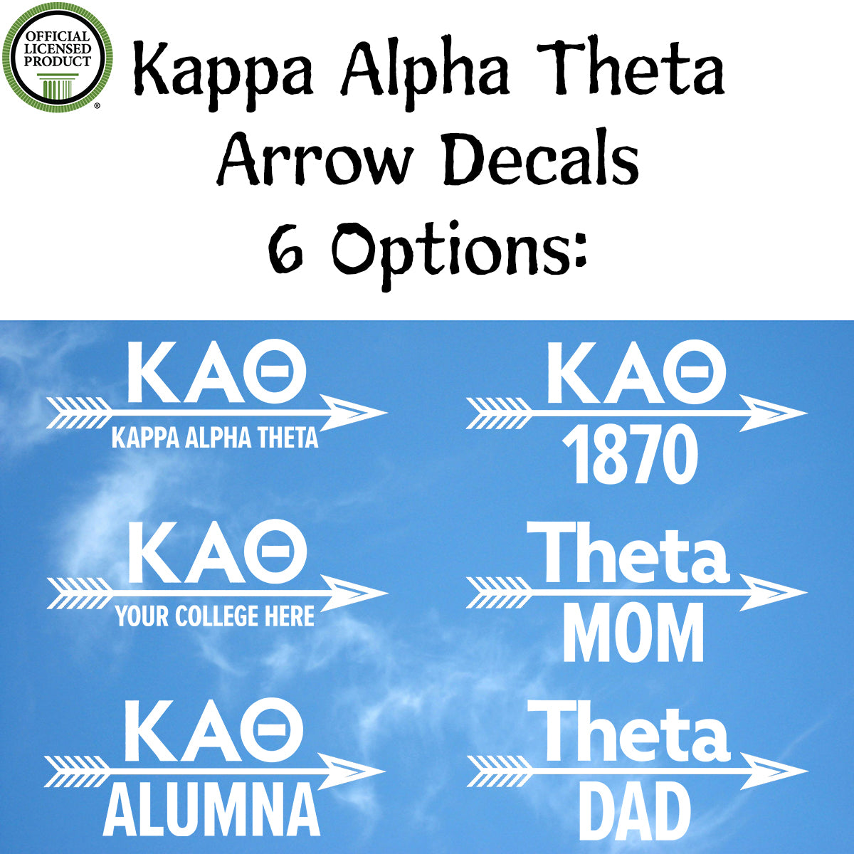 Brit and Bee Sorority Arrow Decal - Kappa Alpha Theta