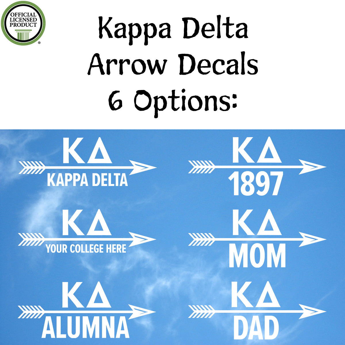 Brit and Bee Sorority Arrow Decal - Kappa Delta
