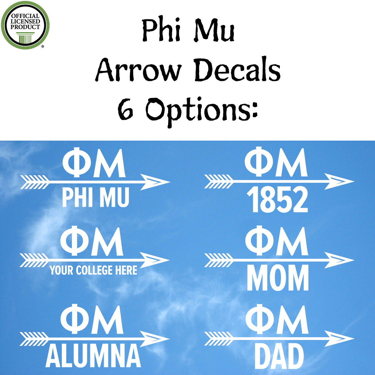 Brit and Bee Sorority Arrow Decal - Phi Mu