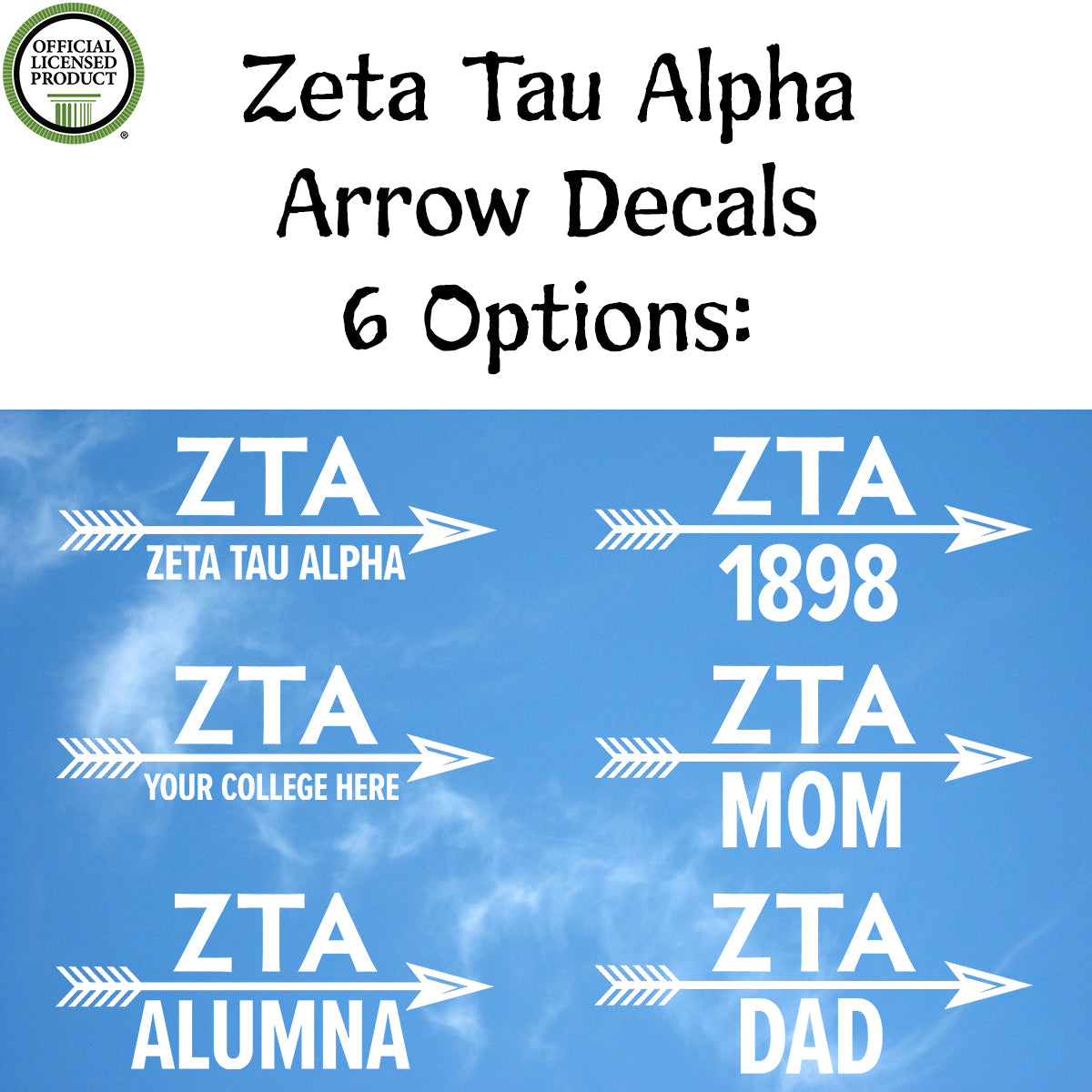 Brit and Bee Sorority Arrow Decal - Zeta Tau Alpha