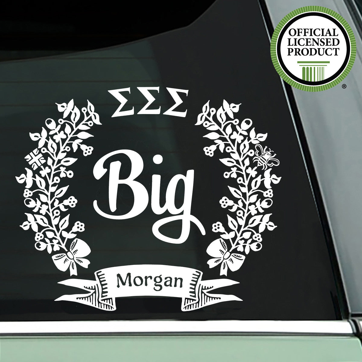 Brit and Bee Sorority Big Decal - Sigma Sigma Sigma - White