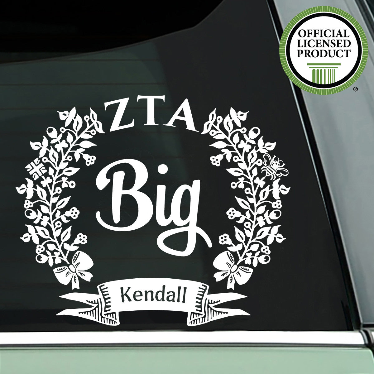 Brit and Bee Sorority Big Decal - Zeta Tau Alpha - White