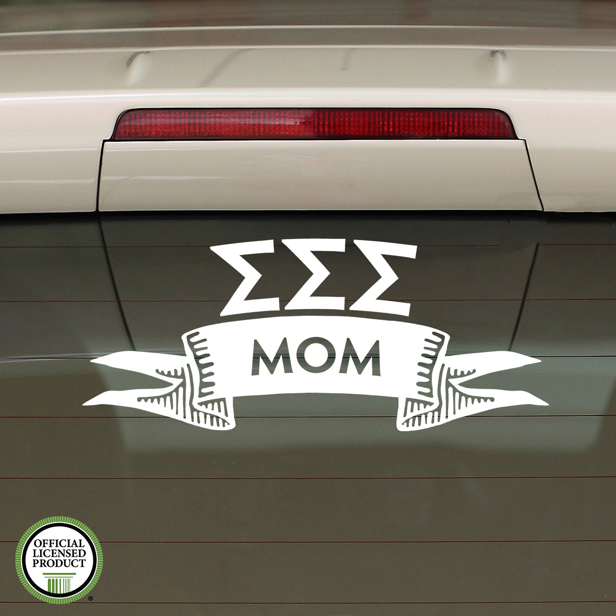 Brit and Bee Sorority Ribbon Mom Decal - Sigma Sigma Sigma