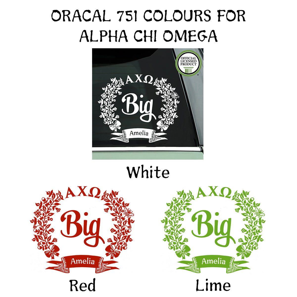 Brit and Bee Sorority Big Decal - Alpha Chi Omega