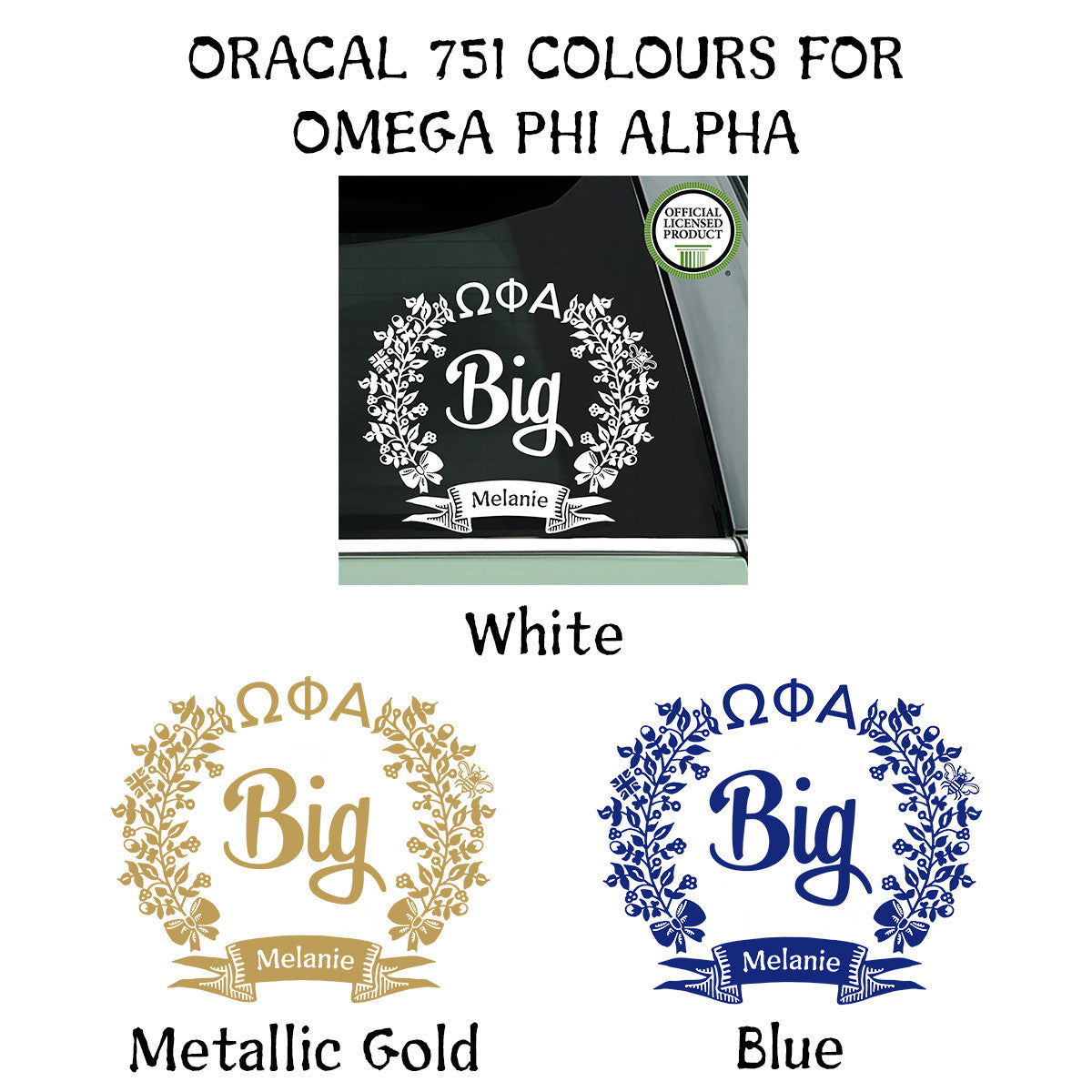 Brit and Bee Sorority Big Decal - Omega Phi Alpha