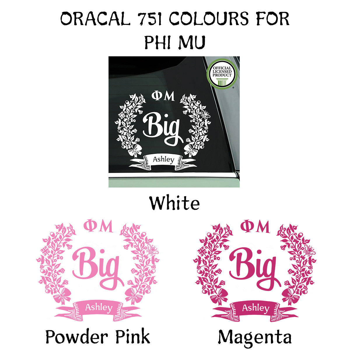 Brit and Bee Sorority Big Decal - Phi Mu