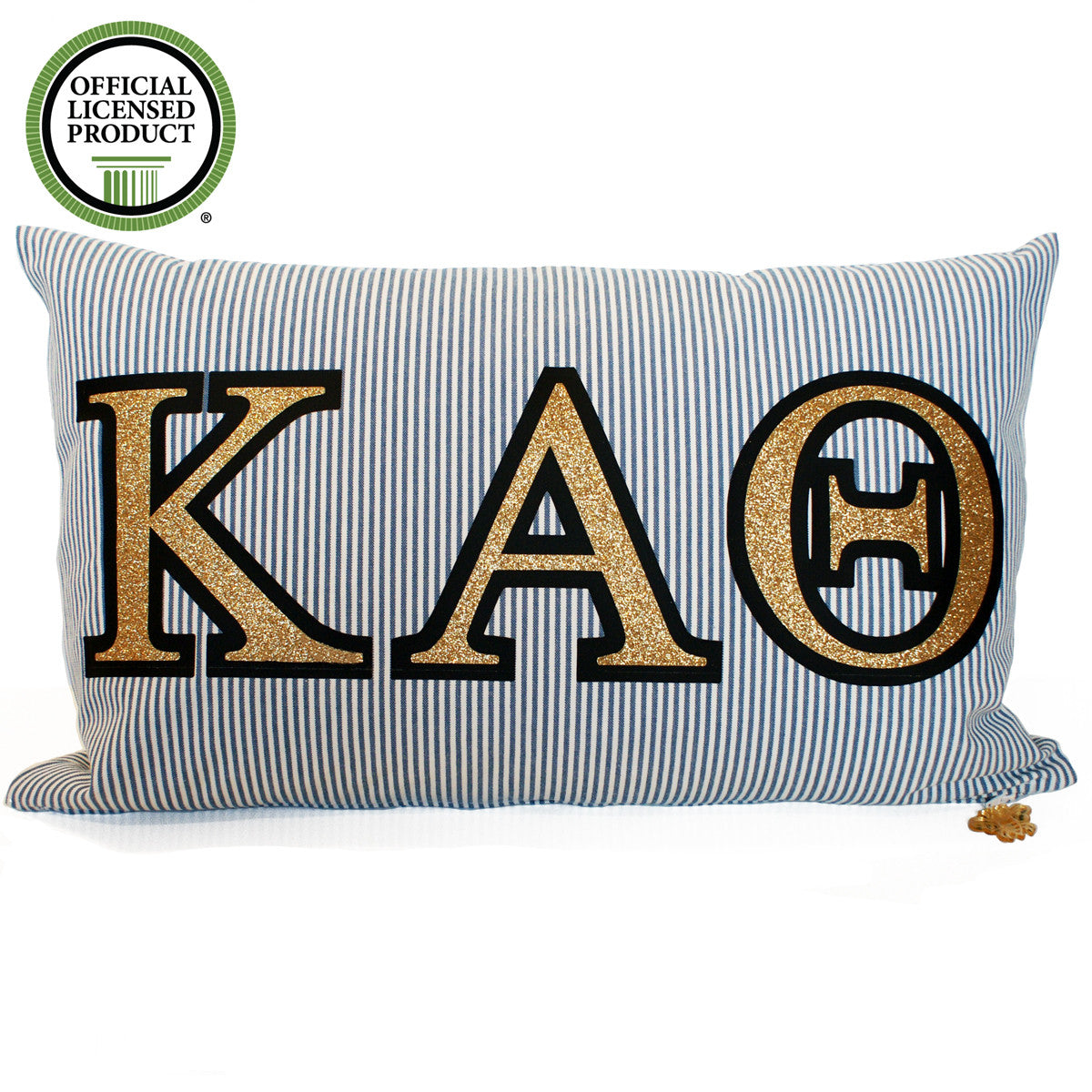 Brit and Bee Sorority Glitter Ticking Stripe Throw Pillow Kappa Alpha Theta