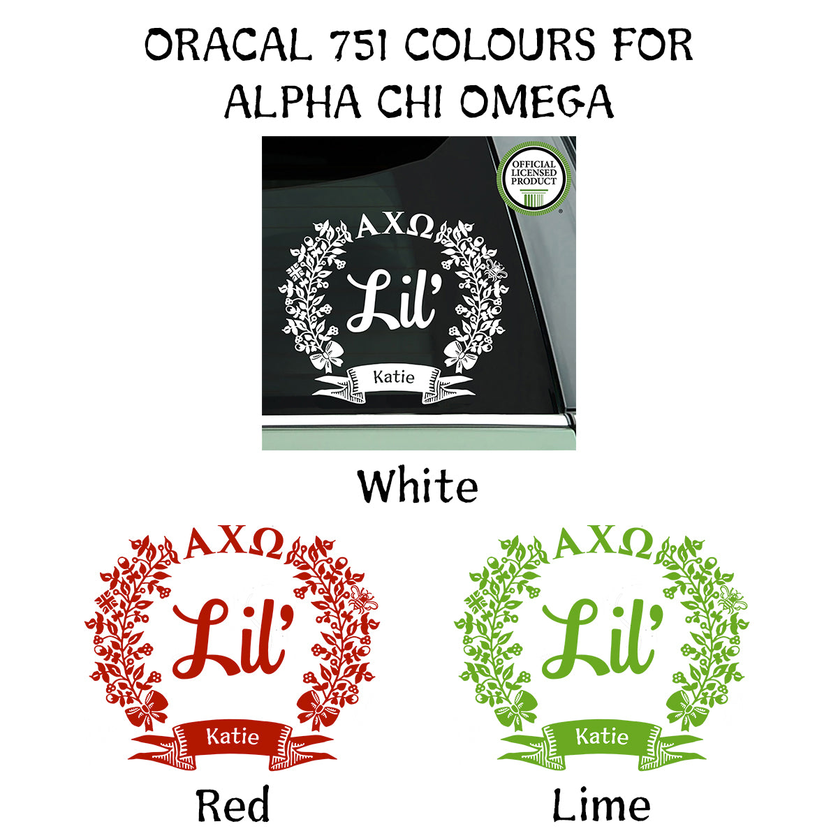 Brit and Bee Sorority Lil' Decal - Alpha Chi Omega