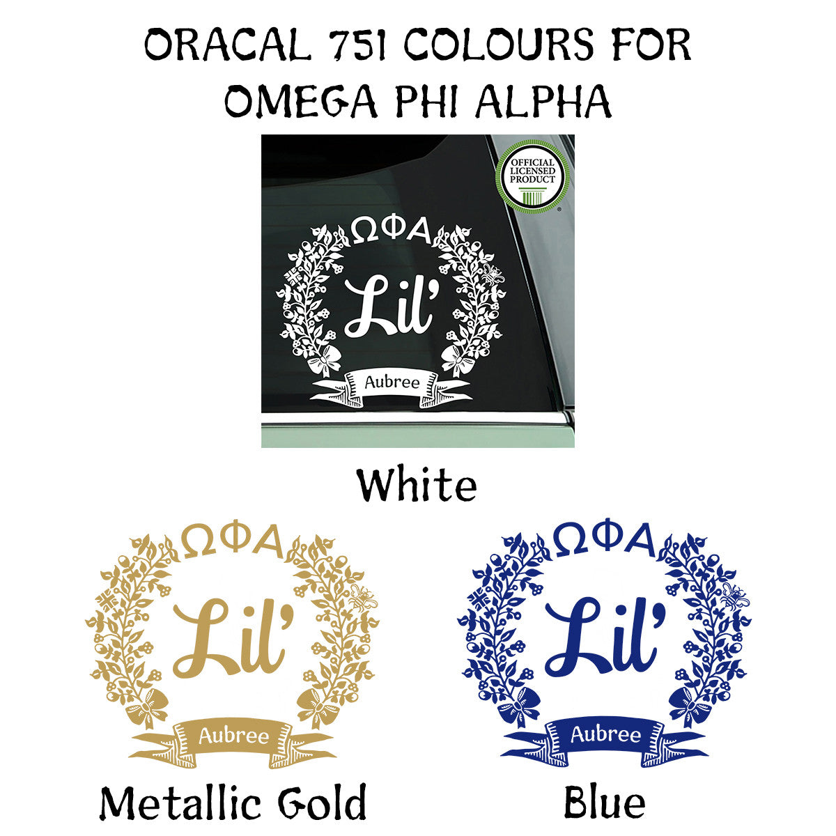 Brit and Bee Sorority Lil' Decal - Omega Phi Alpha