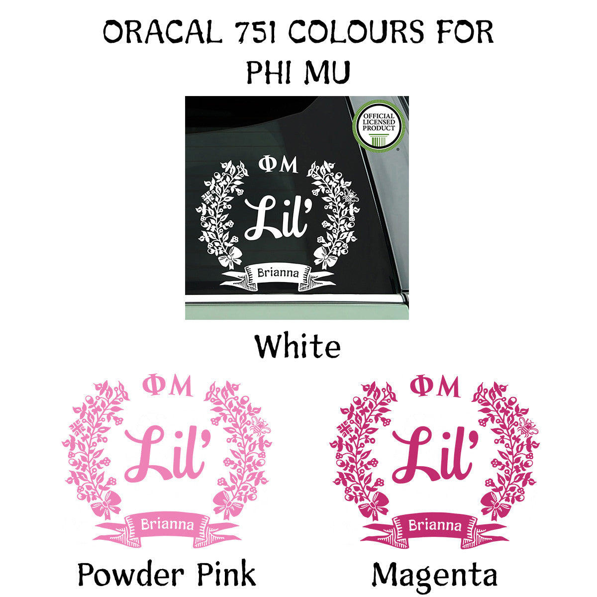Brit and Bee Sorority Lil' Decal - Phi Mu