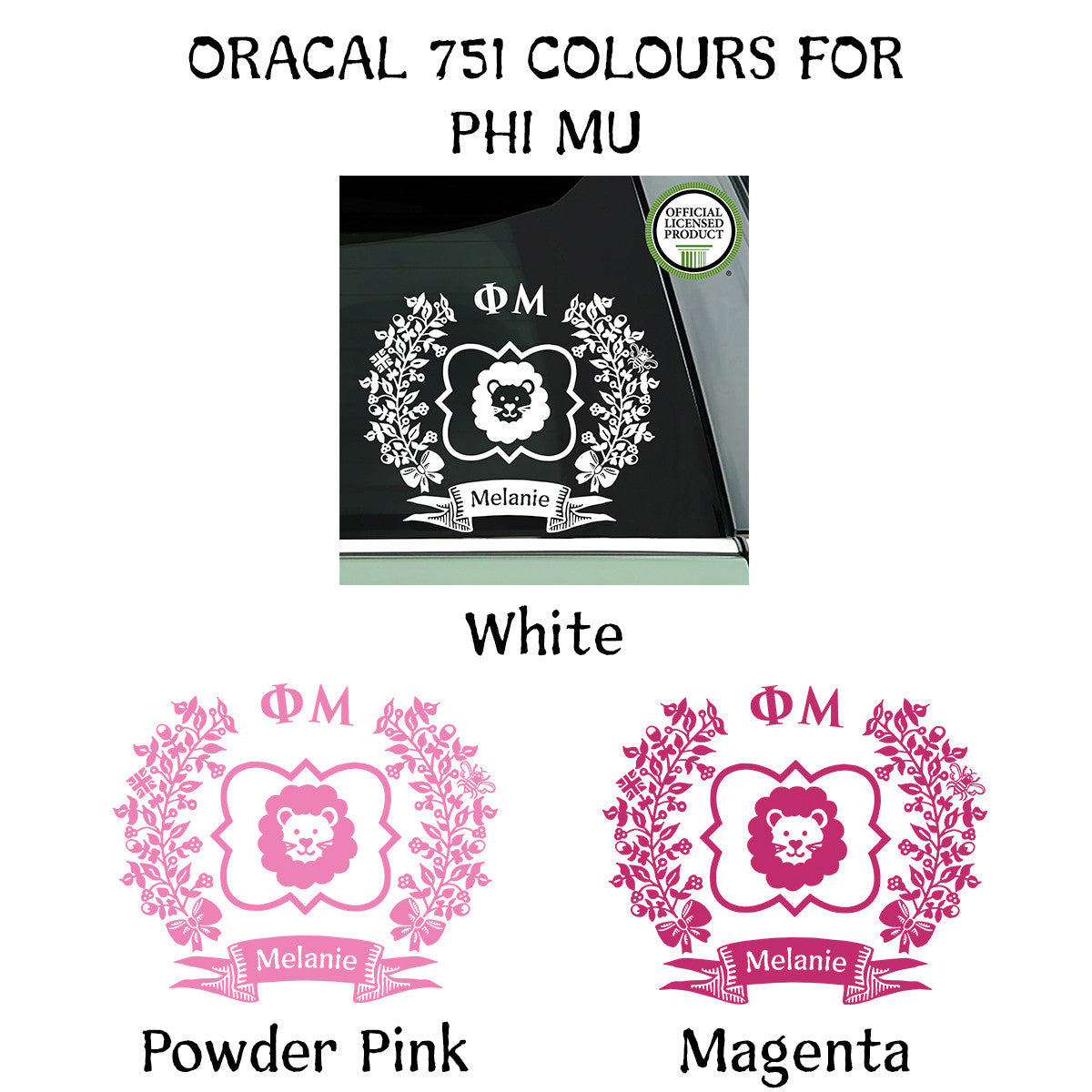 Brit and Bee Sorority Logo Decal - Phi Mu