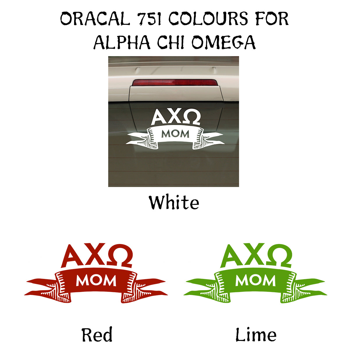 Brit and Bee Sorority Ribbon Mom Decal - Alpha Chi Omega