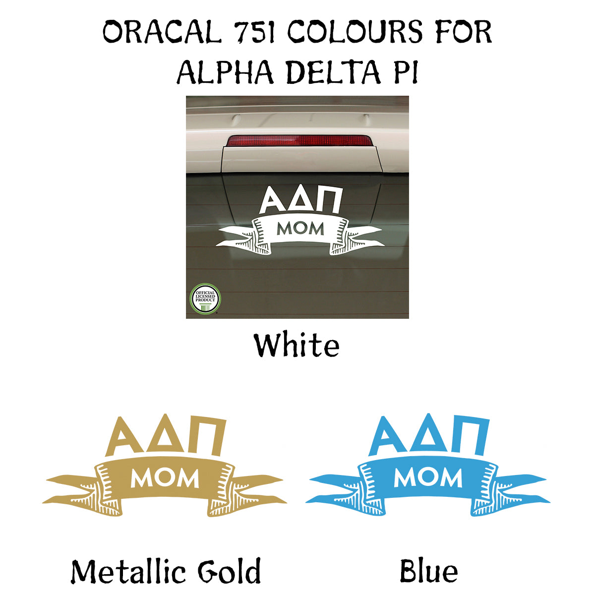 Brit and Bee Sorority Ribbon Mom Decal - Alpha Delta Pi