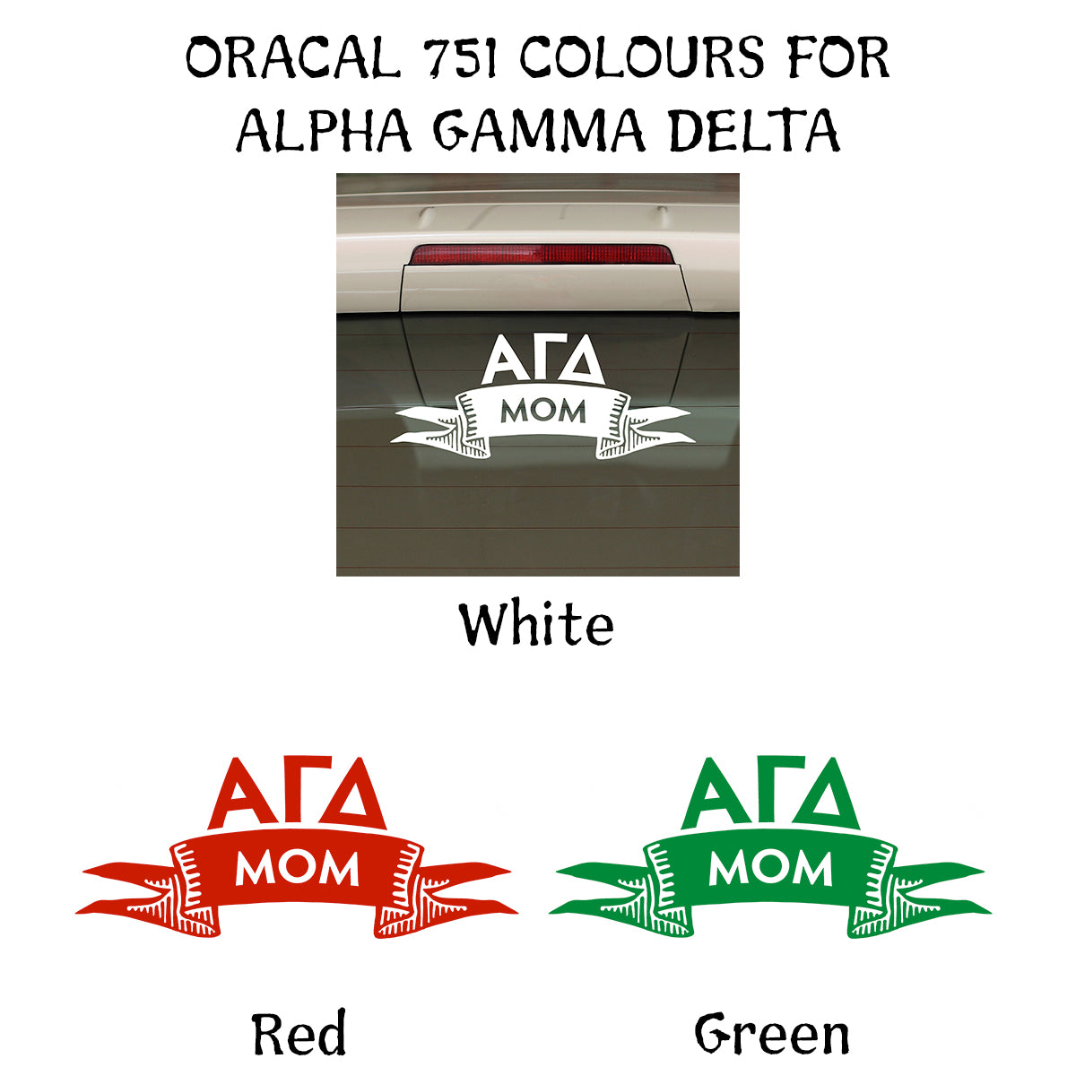 Brit and Bee Sorority Ribbon Mom Decal - Alpha Gamma Delta