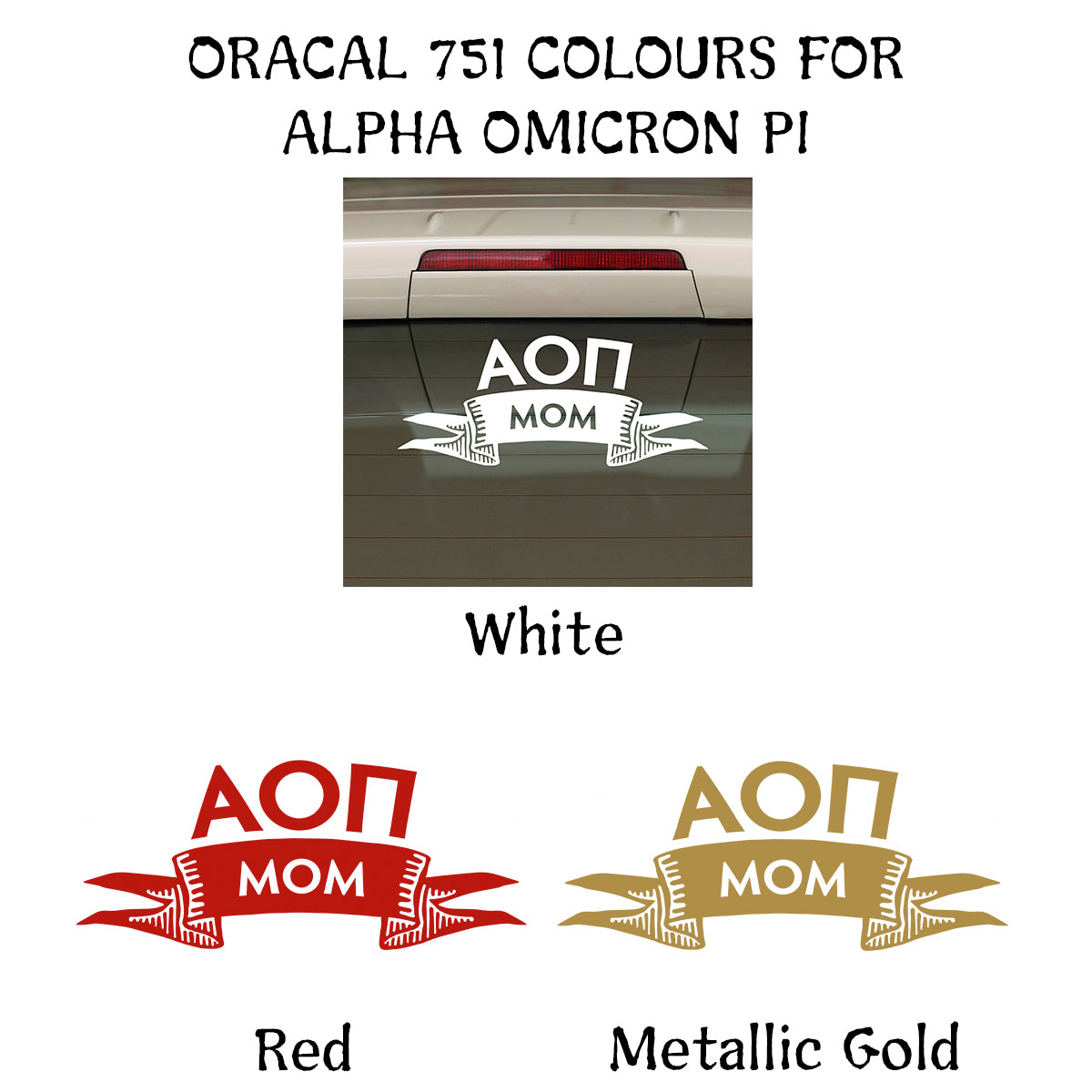 Brit and Bee Sorority Ribbon Mom Decal - Alpha Omicron Pi
