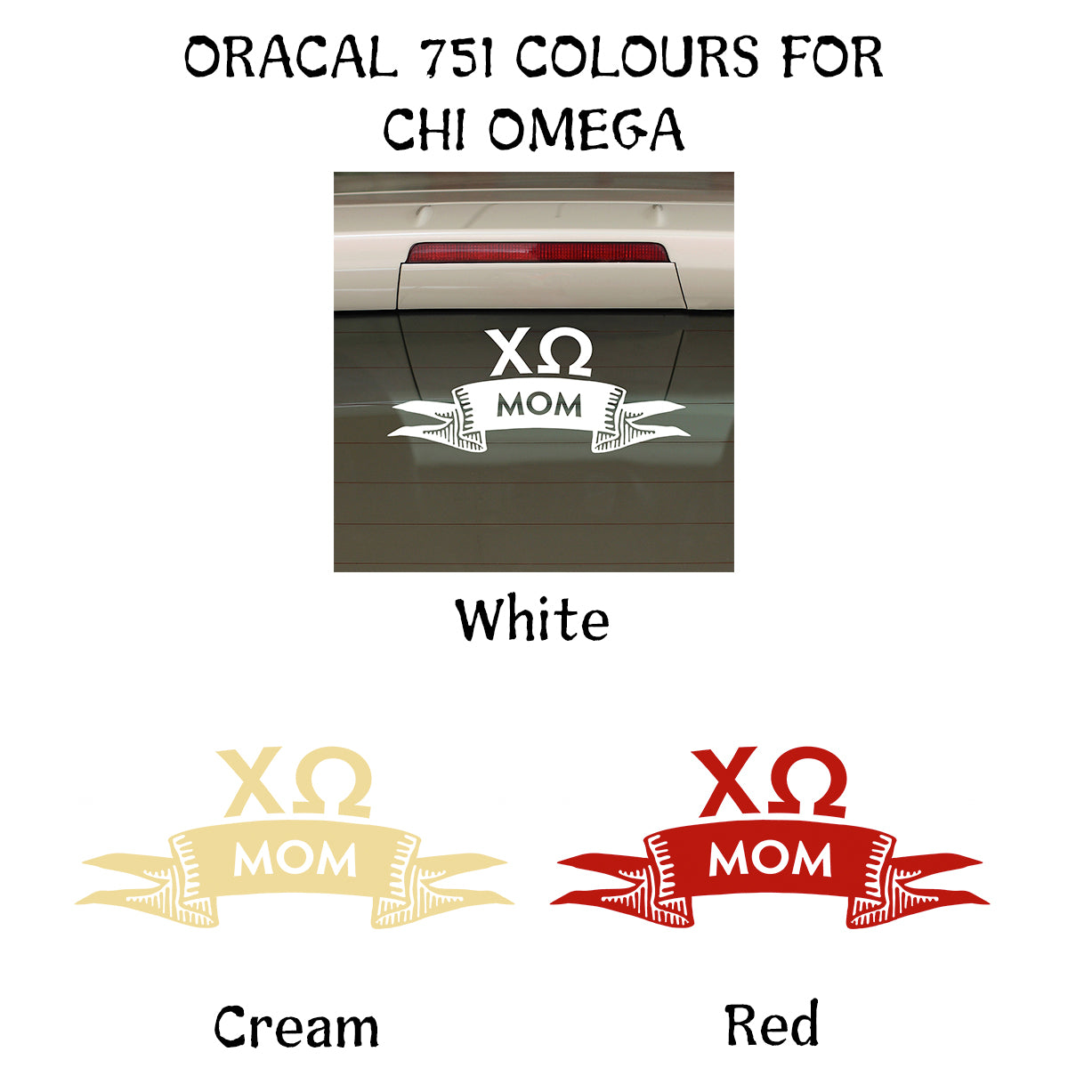 Brit and Bee Sorority Ribbon Mom Decal - Chi Omega