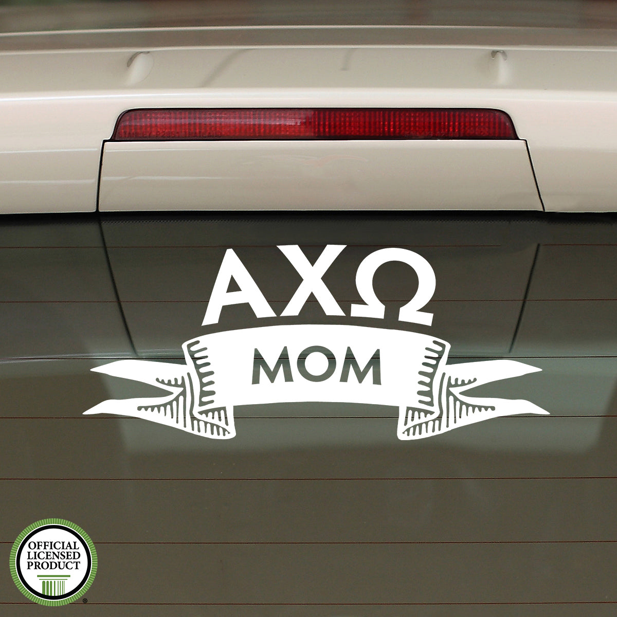 Brit and Bee Sorority Ribbon Mom Decal - Alpha Chi Omega